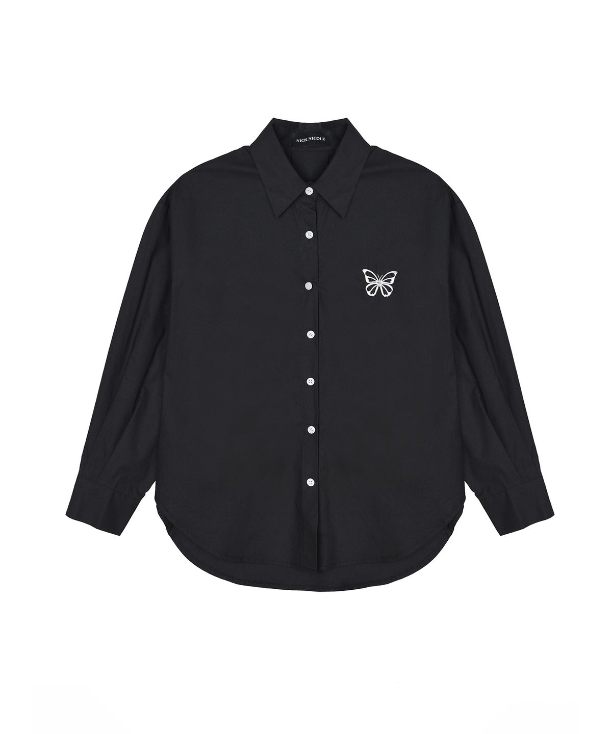 닉앤니콜(NICK&NICOLE) OVERFIT PAPER COTTON BUTTERFLY SHIRT_BLACK
