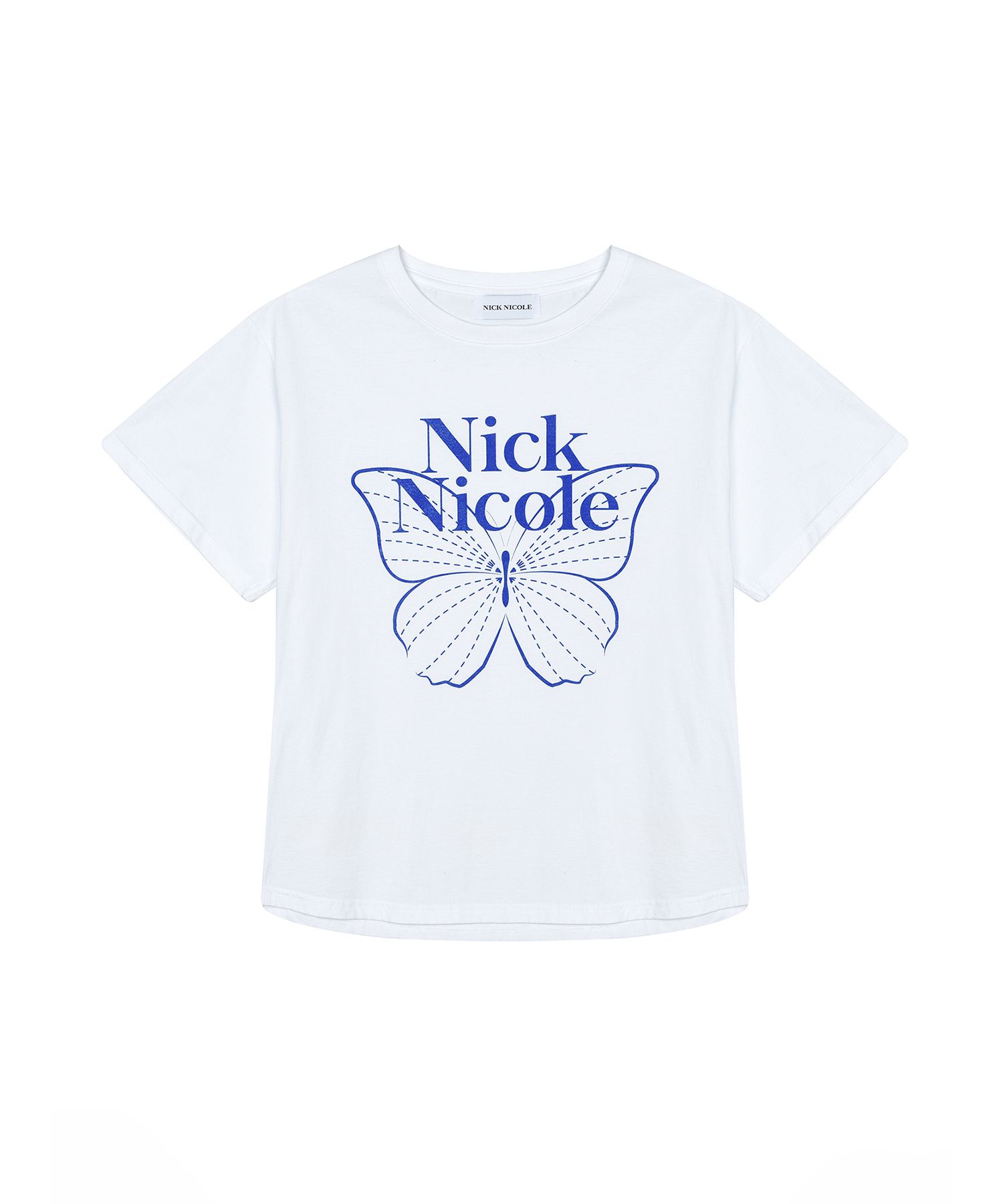 NICK&NICOLE BIG BUTTERFLY SLEEVE TOP 夏 半袖 Tシャツ MUSINSA | NICK&NICOLE BIG BUTTERFLY SLEEVE TOP_WHITE BLUE