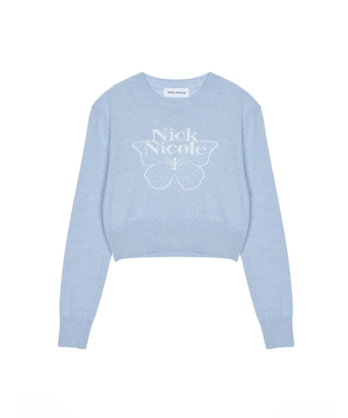 닉앤니콜(NICK&NICOLE) CASHMERE BUTTERFLY SIGNATURE CROP KNIT_SKY BLUE
