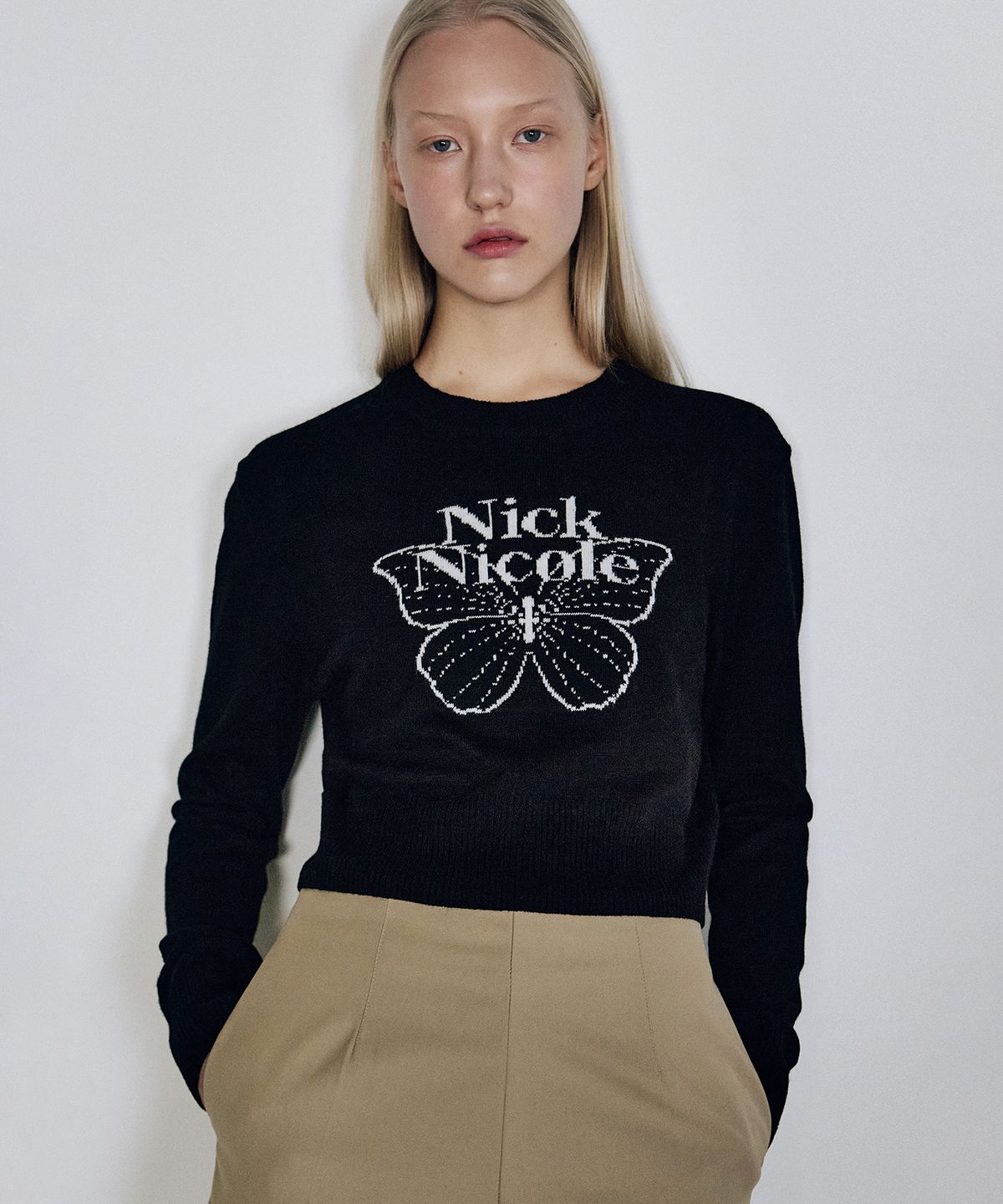 닉앤니콜(NICK&NICOLE) CASHMERE BUTTERFLY SIGNATURE CROP KNIT_8 COLOR