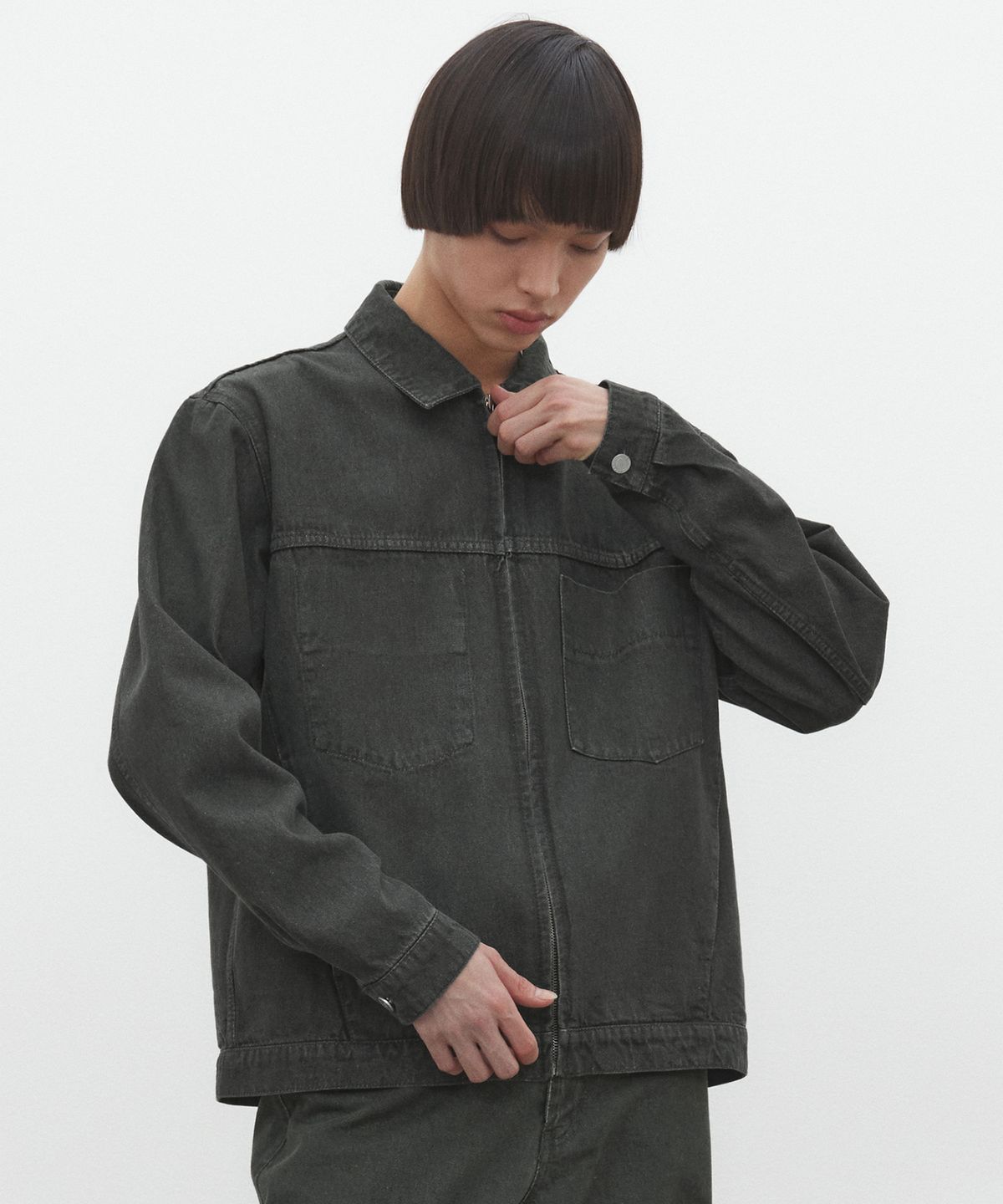 데케트(DECET) Denim Zip Jacket DCJK002DKhaki