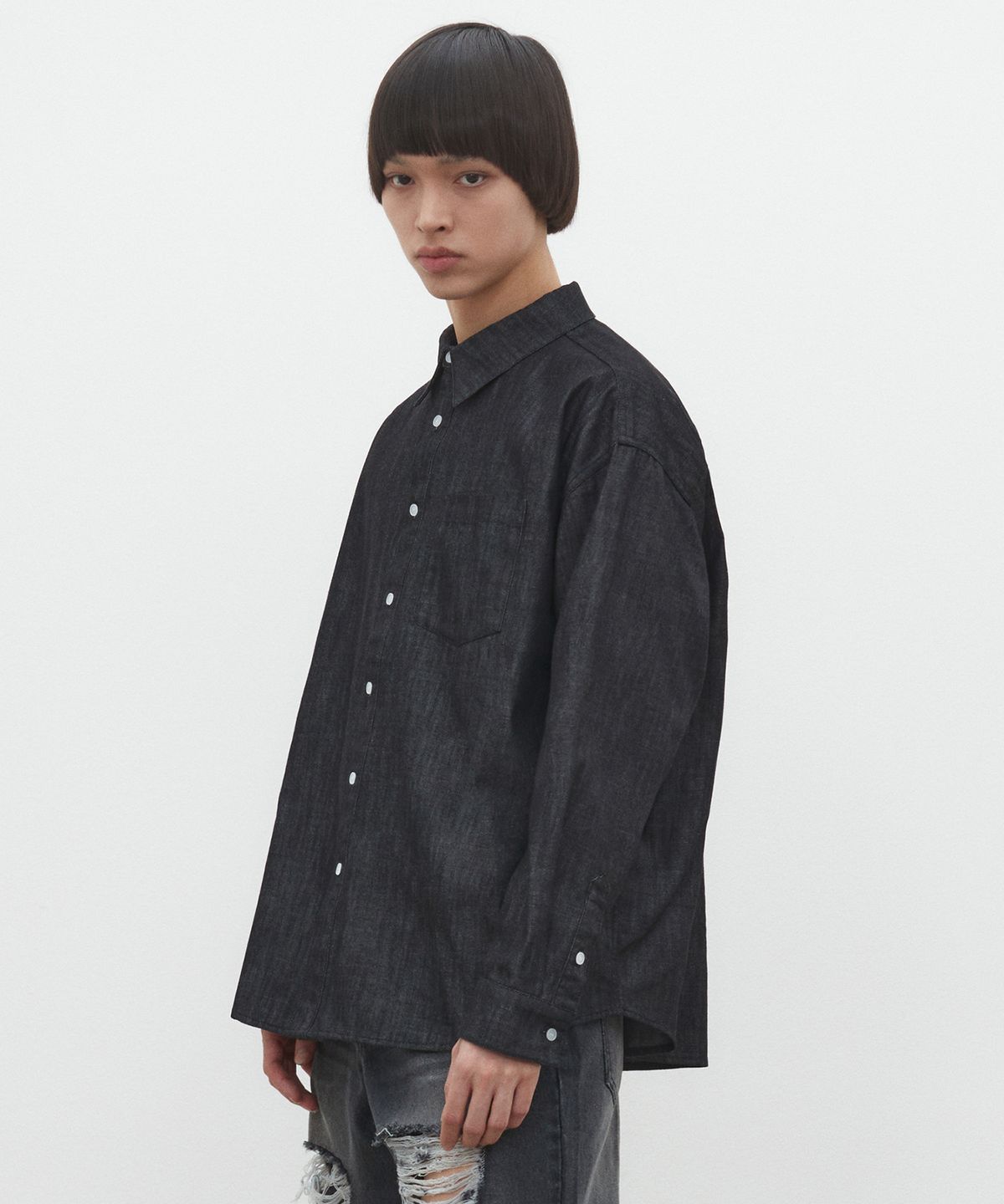 데케트(DECET) Over Denim Shirts DCSH003Black