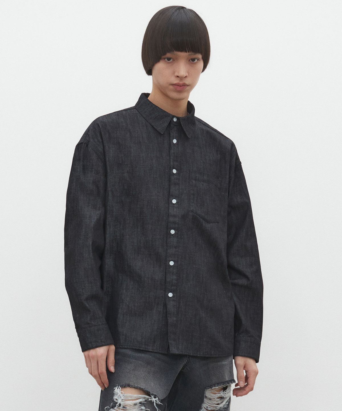 데케트(DECET) Over Denim Shirts DCSH003Black