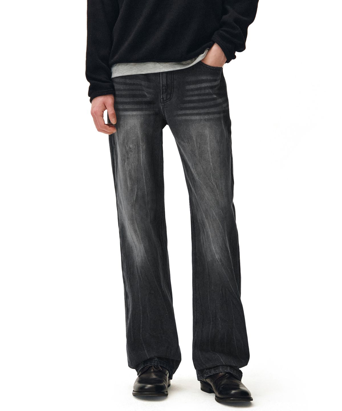 데케트(DECET) Dawn Semi Wide Jeans DCPT002CRBlack2