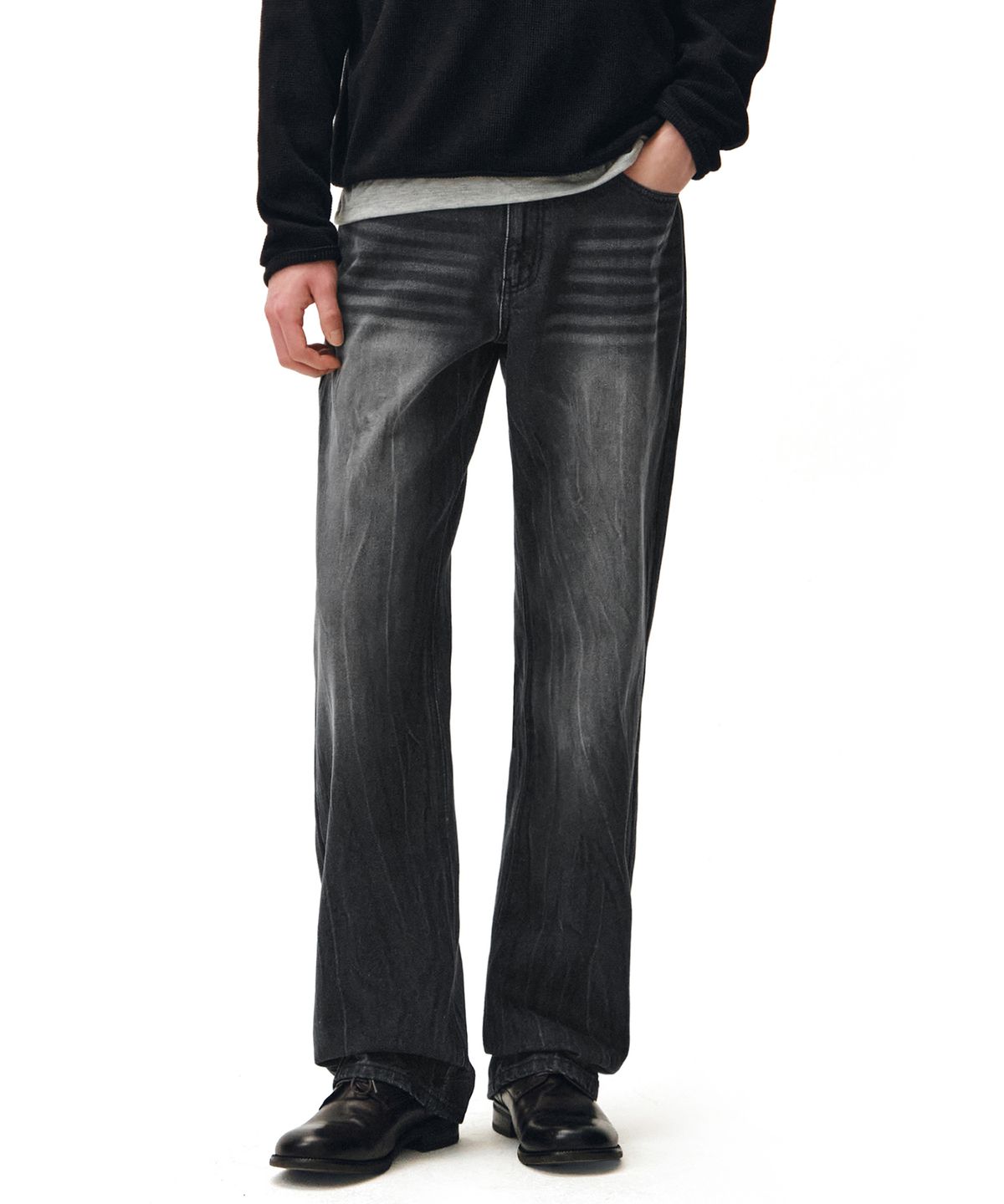 데케트(DECET) Dawn Semi Wide Jeans DCPT002CRBlack2