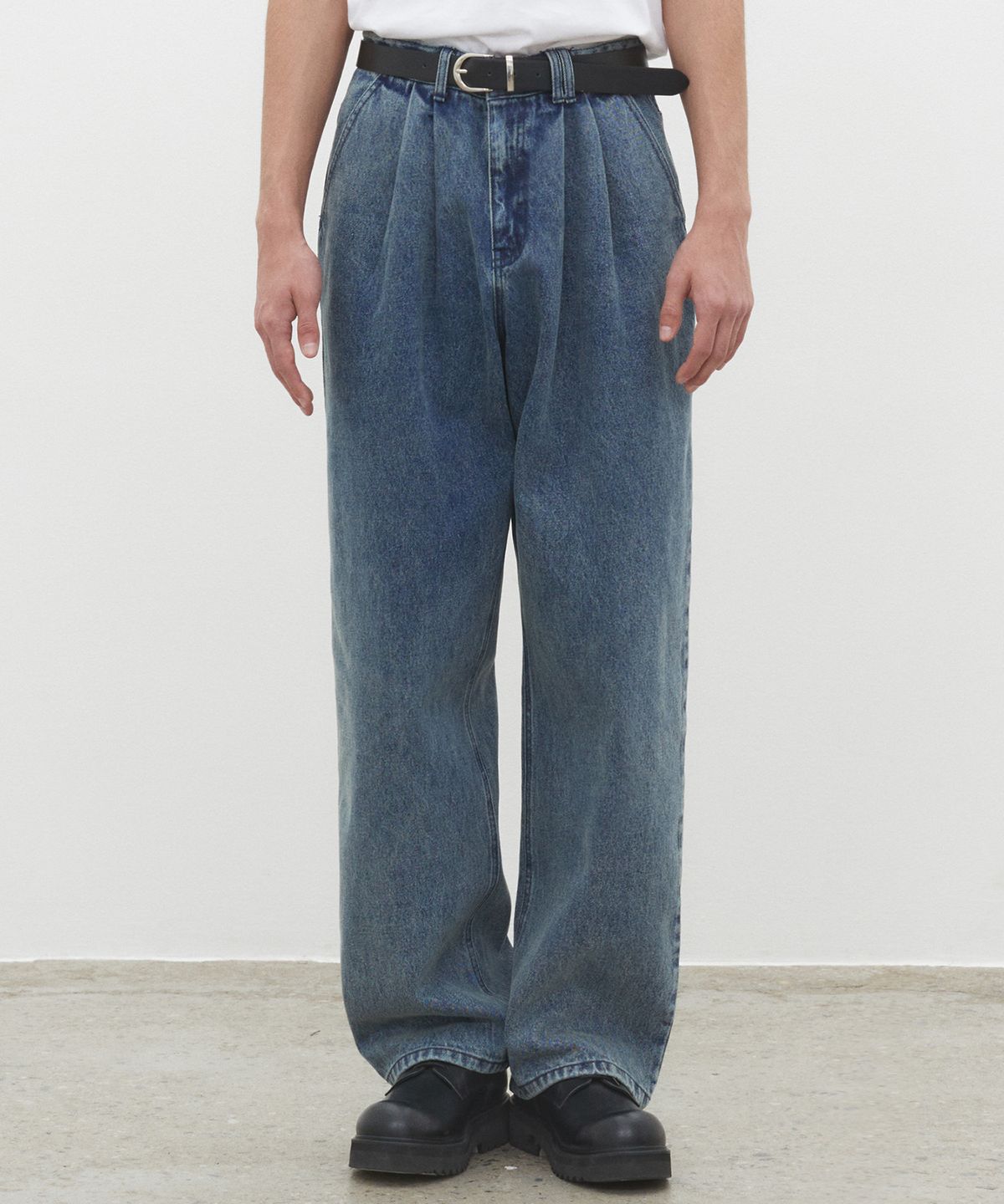 데케트(DECET) Dawn 2Pleats Wide Jeans DCPT007STNGRBlue