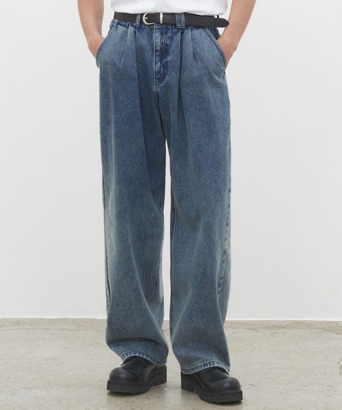 데케트(DECET) Dawn 2Pleats Wide Jeans DCPT007STNGRBlue