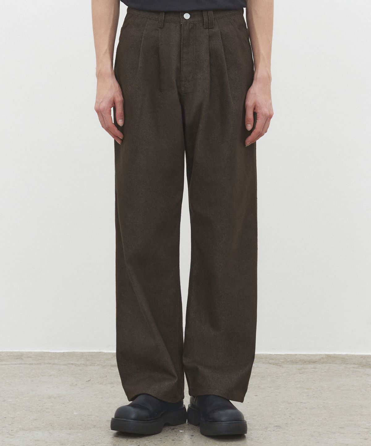 데케트(DECET) Dawn 2Pleats Wide Jeans DCPT007CPBrown