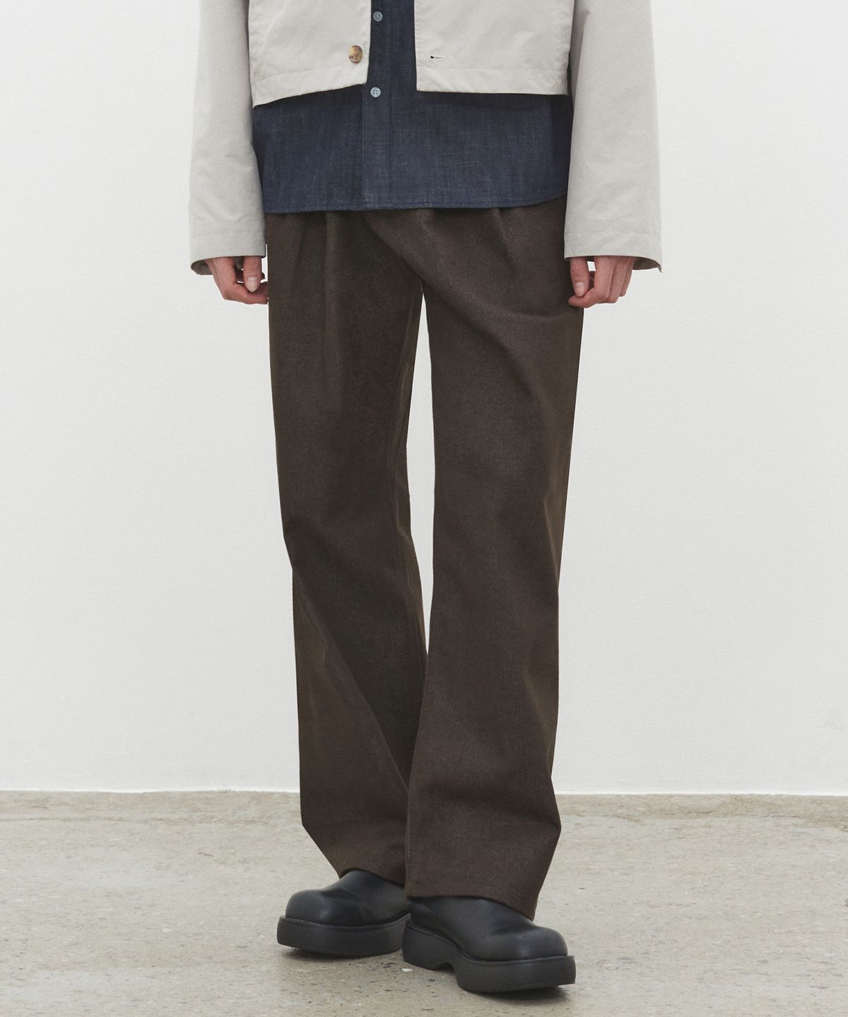 데케트(DECET) Dawn 2Pleats Wide Jeans DCPT007CPBrown
