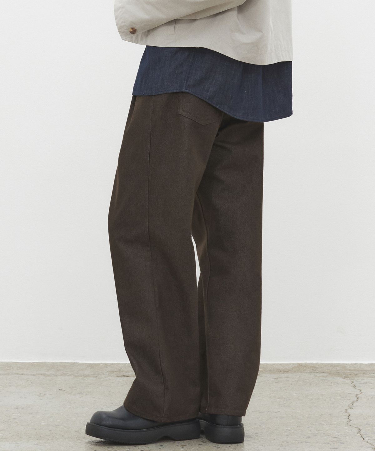 데케트(DECET) Dawn 2Pleats Wide Jeans DCPT007CPBrown