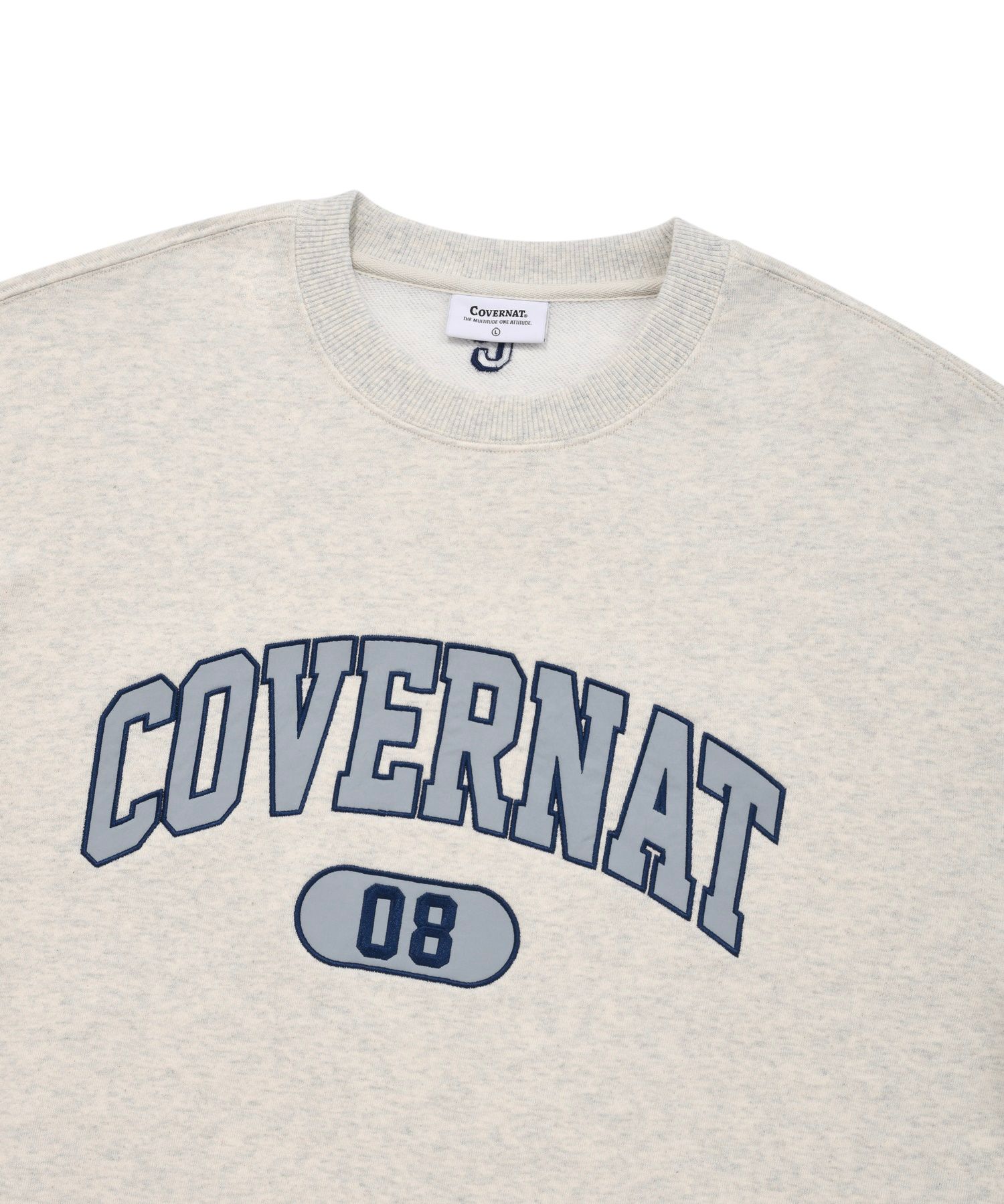 MUSINSA | COVERNAT arch logo sweatshirt oatmeal