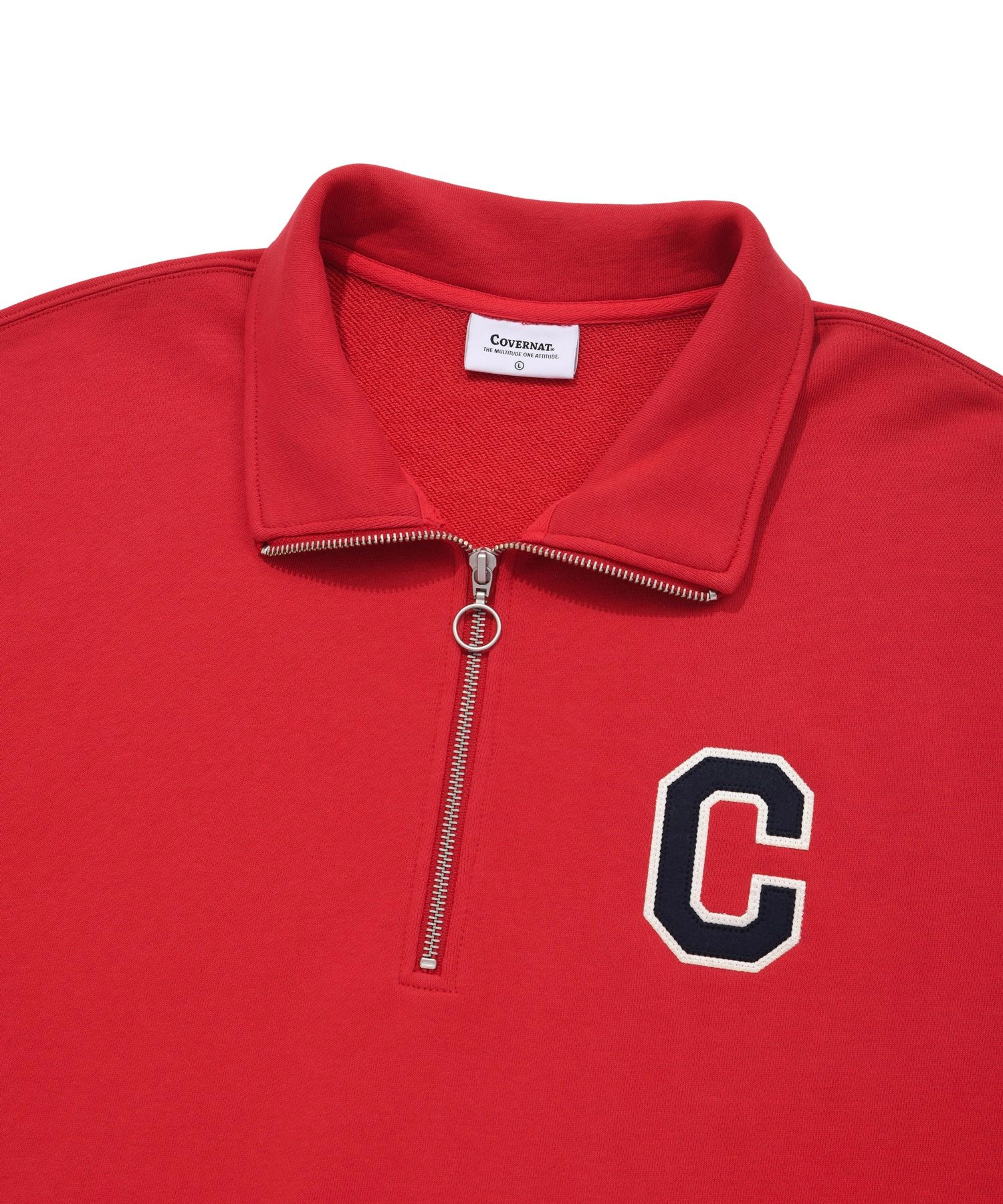 スウェット・トレーナー COVERNAT C Logo Half Zip-up Man to Man Red MUSINSA | COVERNAT Arch Logo Half Zip-up Man to Man Deep Red