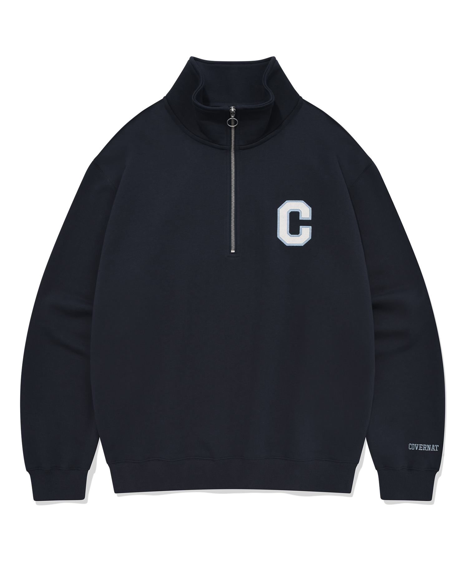 スウェット・トレーナー COVERNAT Lip Cara Half Zip Up Man to Man Gray Black_ZipHoodie1__39755.