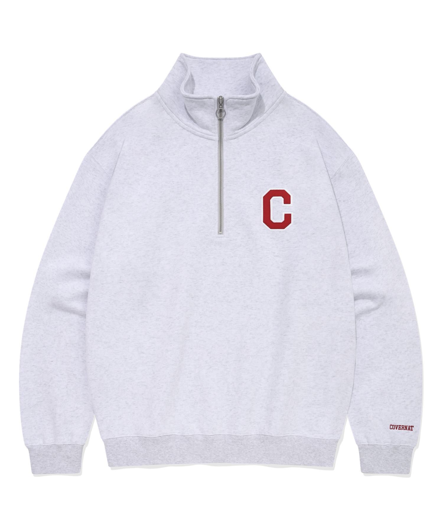 [COVERNAT]★C LOGO HALF ZIP-UP SWEATSHIRT MUSINSA | COVERNAT C Logo Half Zip-up Sweatshirt Heather Gray