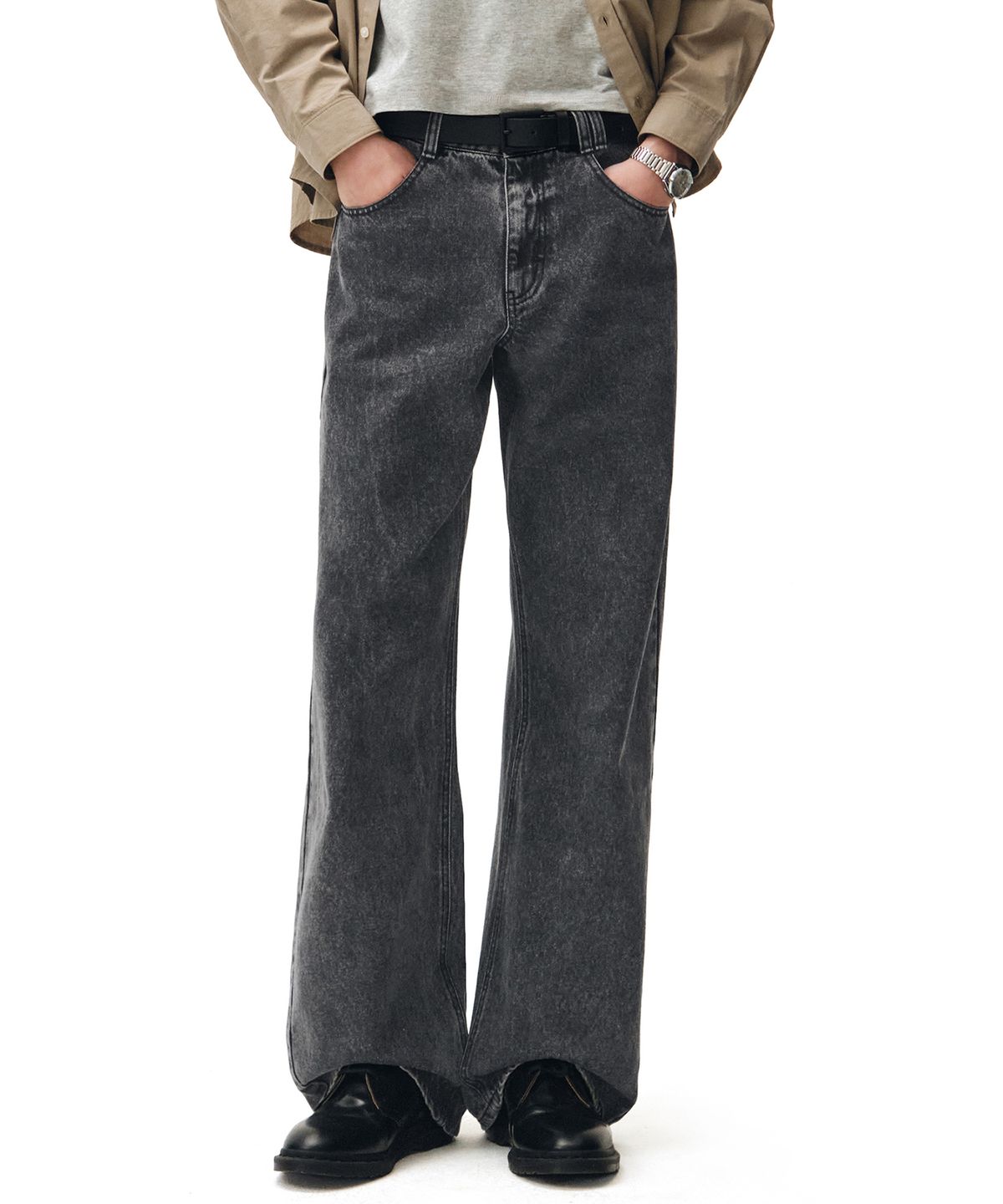 데케트(DECET) Mid Rise Wide Jeans DCPT027AshBlack