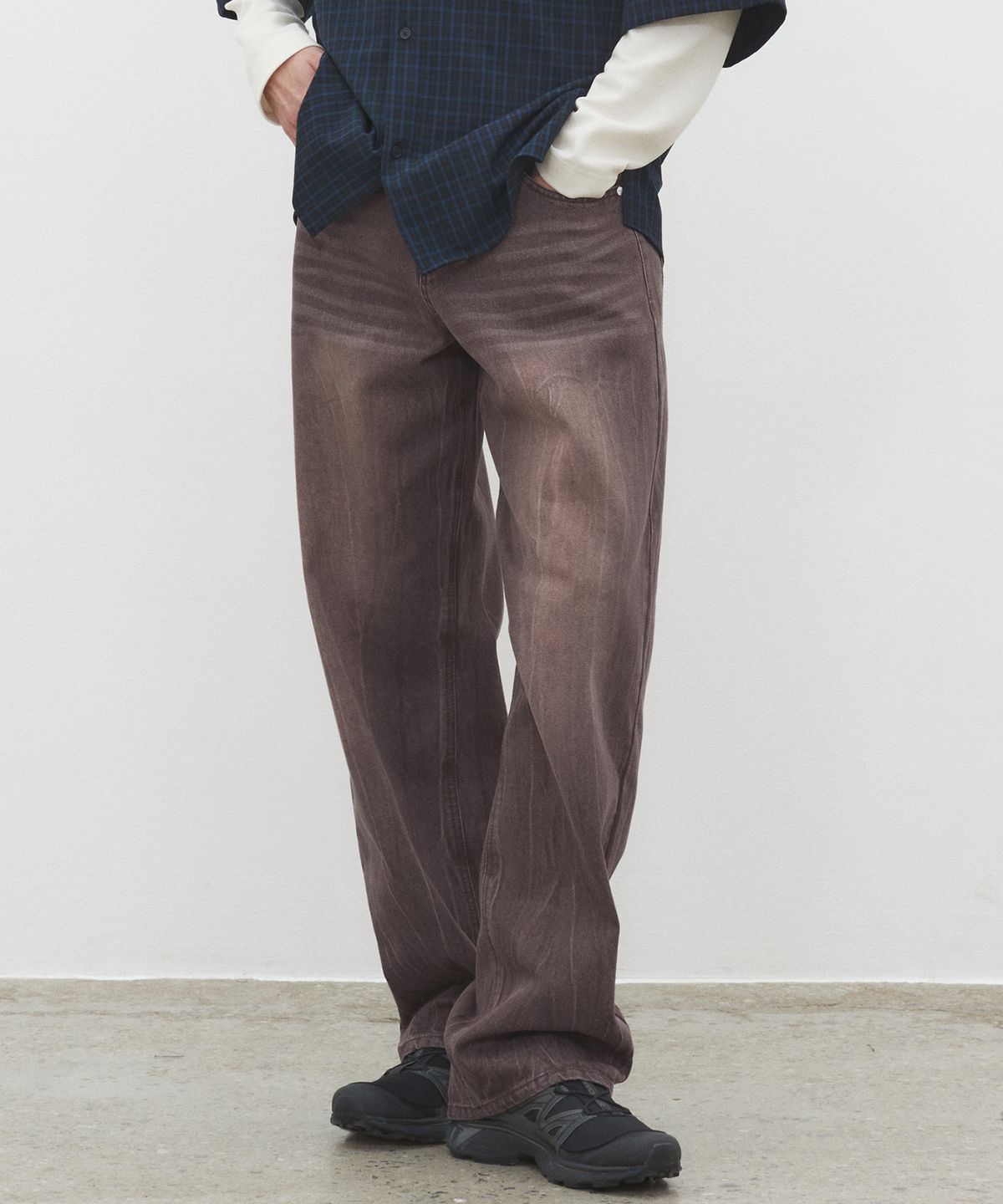 데케트(DECET) Mid Rise Wide Jeans DCPT027CRBrown