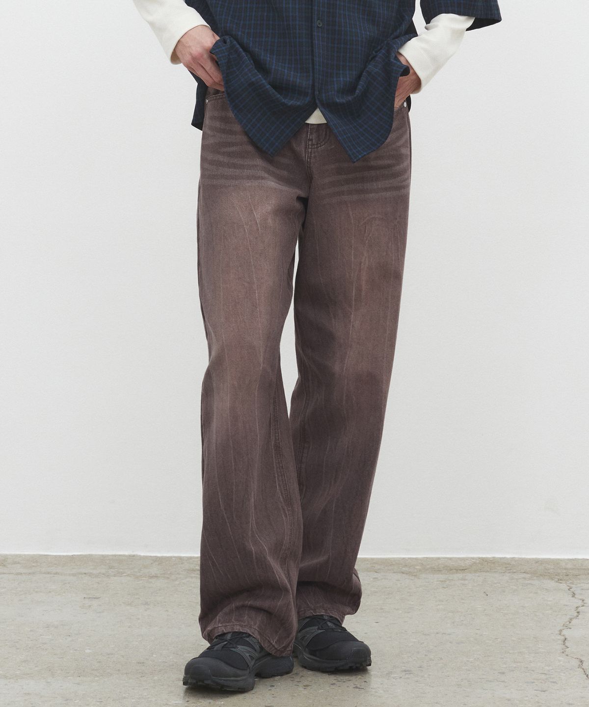 데케트(DECET) Mid Rise Wide Jeans DCPT027CRBrown