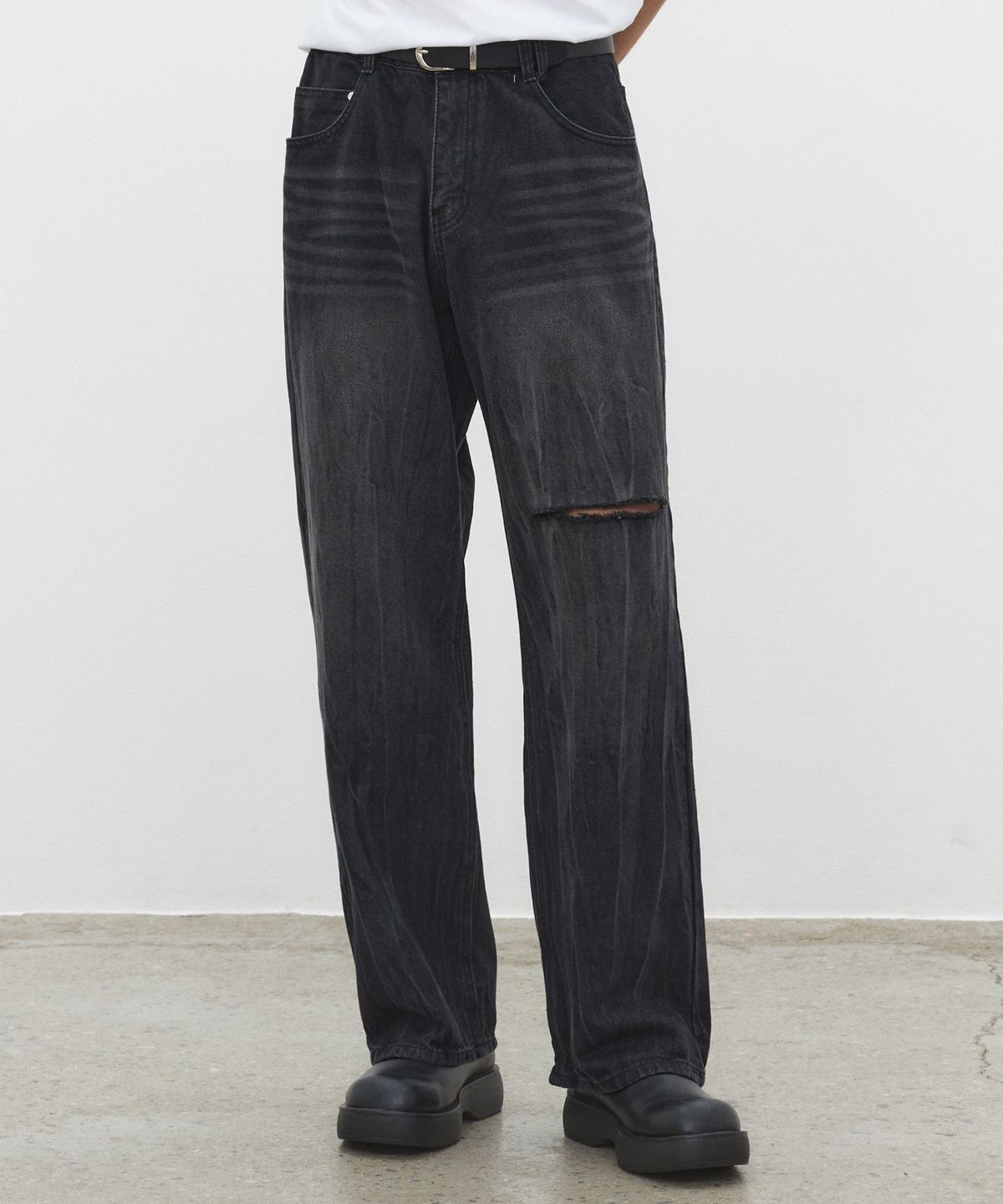 데케트(DECET) Mid Rise Wide Jeans DCPT027DMCRBlack