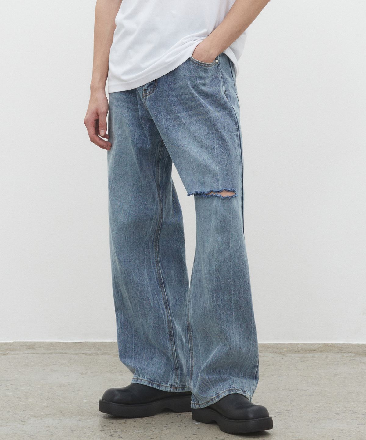 데케트(DECET) Mid Rise Wide Jeans DCPT027DMCRBlue