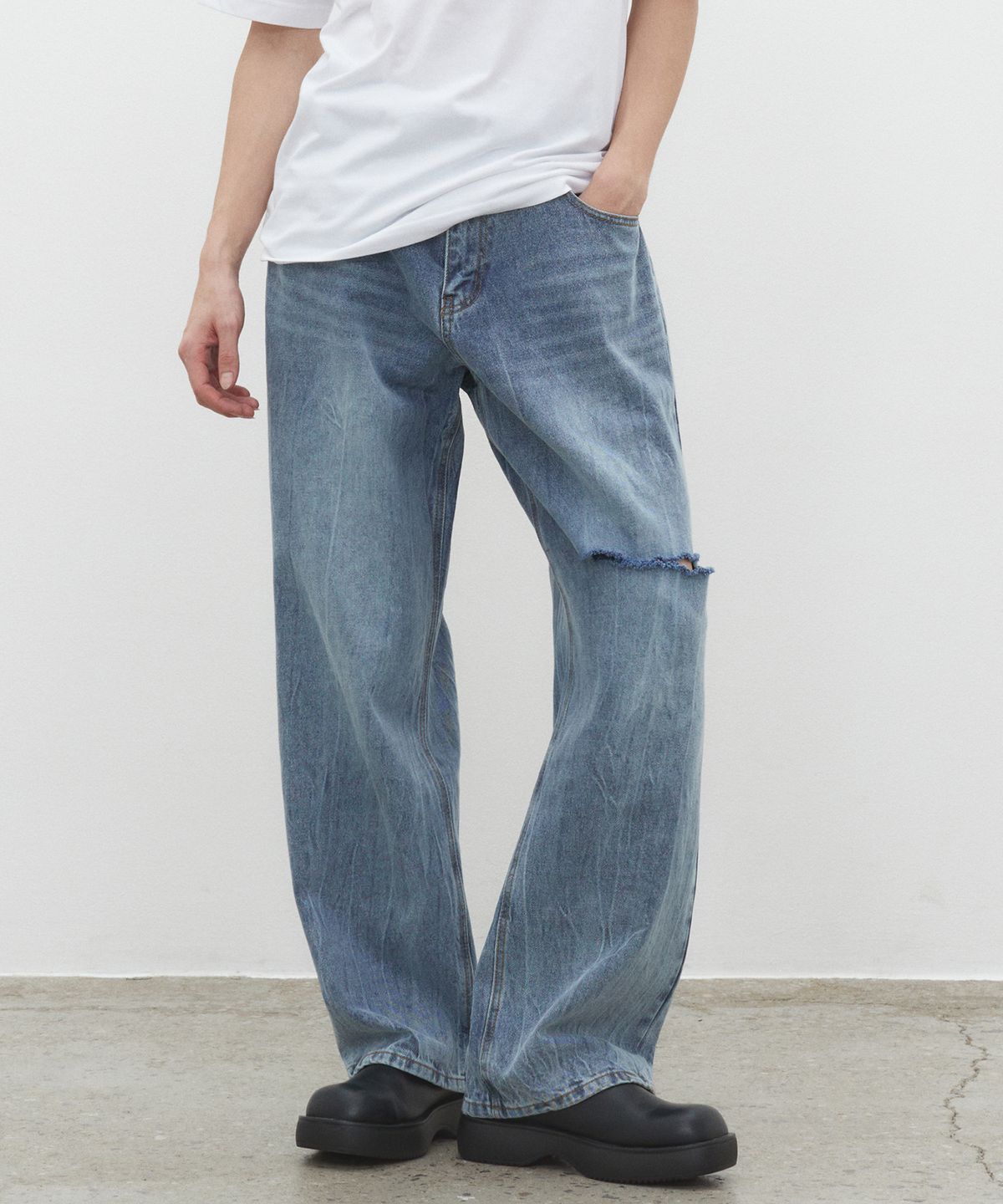 데케트(DECET) Mid Rise Wide Jeans DCPT027DMCRBlue