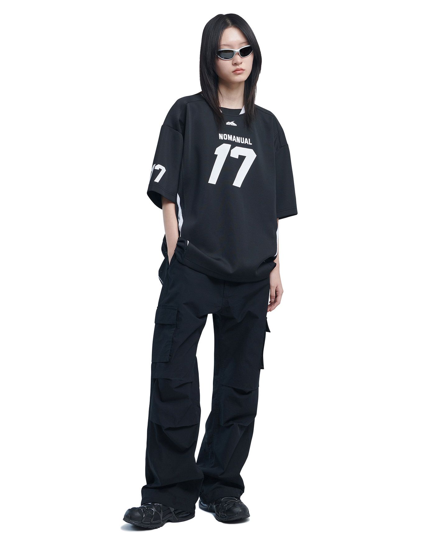 【韓国NOMANUAL ノーマニュアル】17 MESH BLOCK FOOTBALL JERSEY 17 MESH BLOCK FOOTBALL JERSEY - BLACK - nomanual