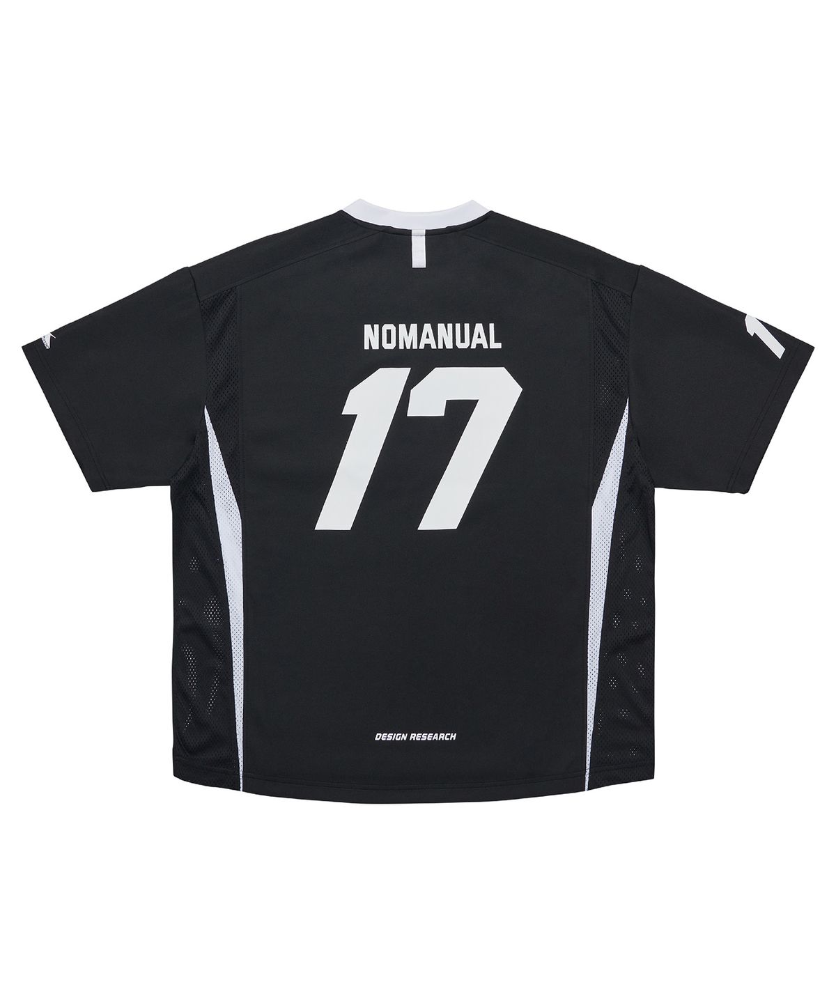 노매뉴얼(NOMANUAL) 17 MESH BLOCK FOOTBALL JERSEY - BLACK