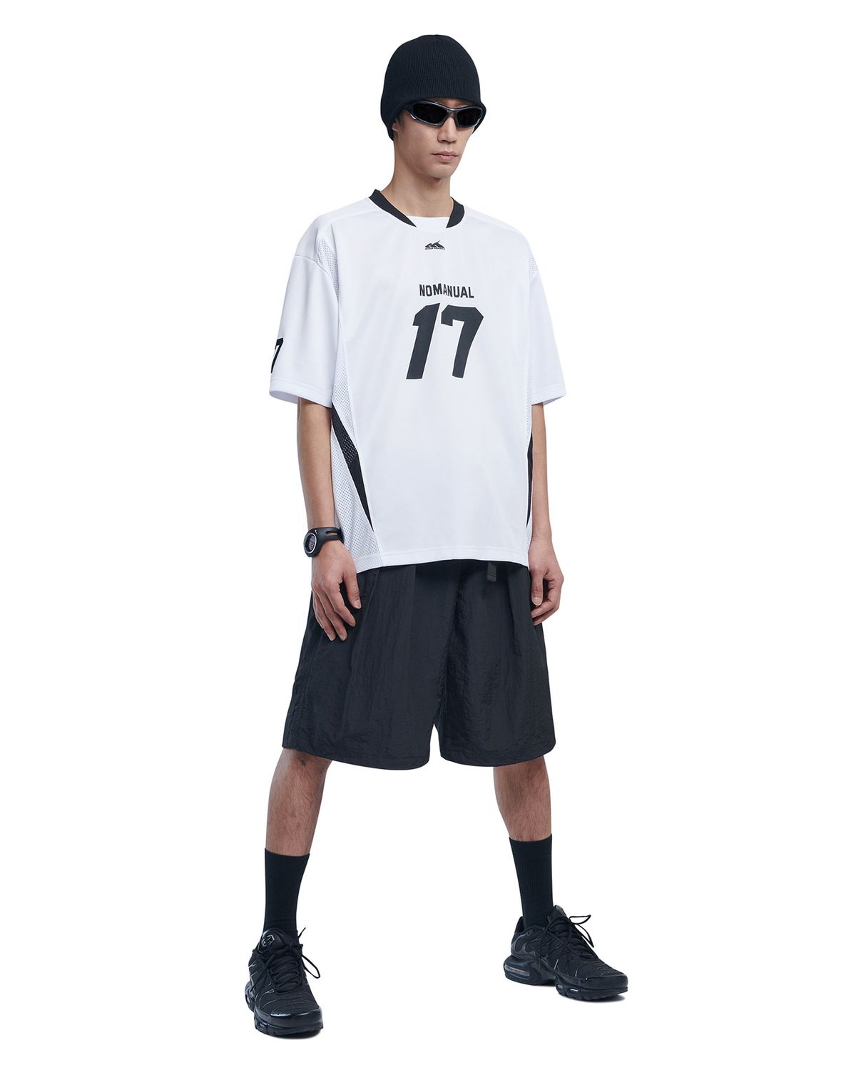 노매뉴얼(NOMANUAL) 17 MESH BLOCK FOOTBALL JERSEY - WHITE