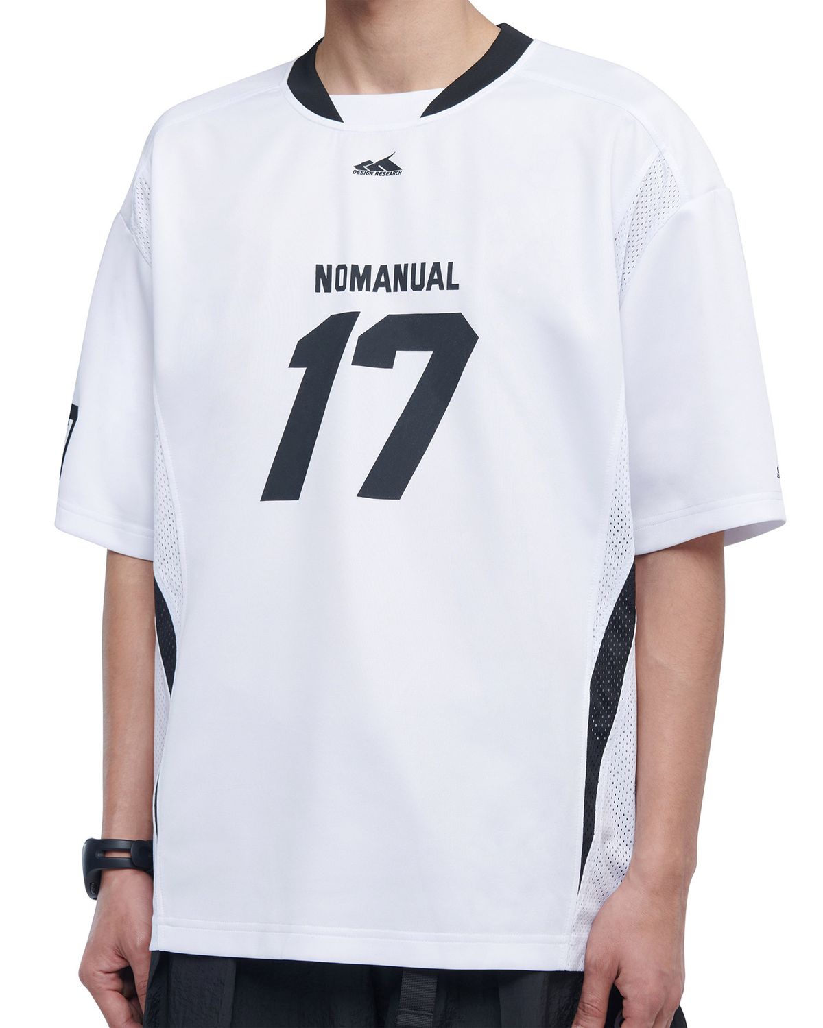 노매뉴얼(NOMANUAL) 17 MESH BLOCK FOOTBALL JERSEY - WHITE