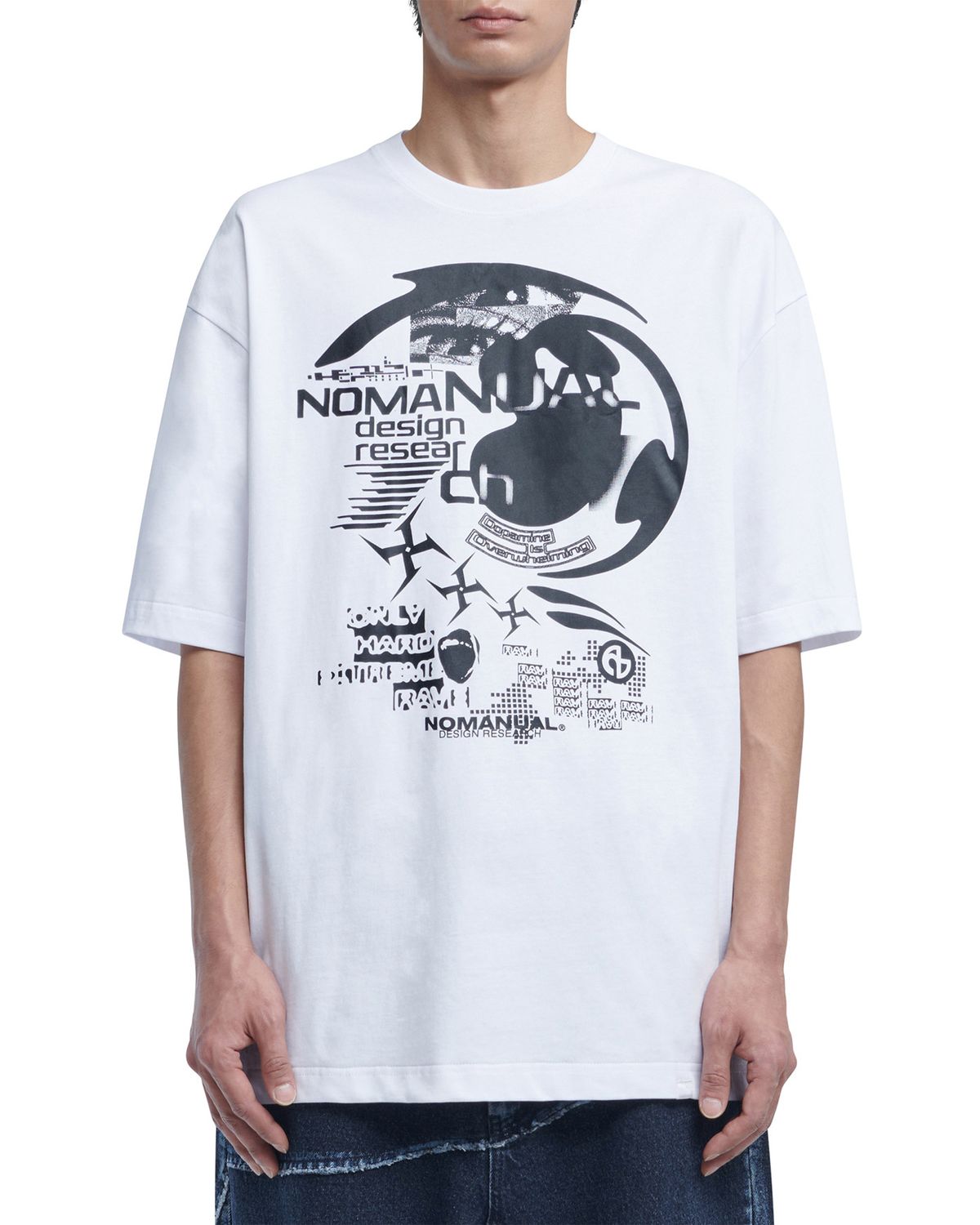 노매뉴얼(NOMANUAL) RAVE T-SHIRT - WHITE