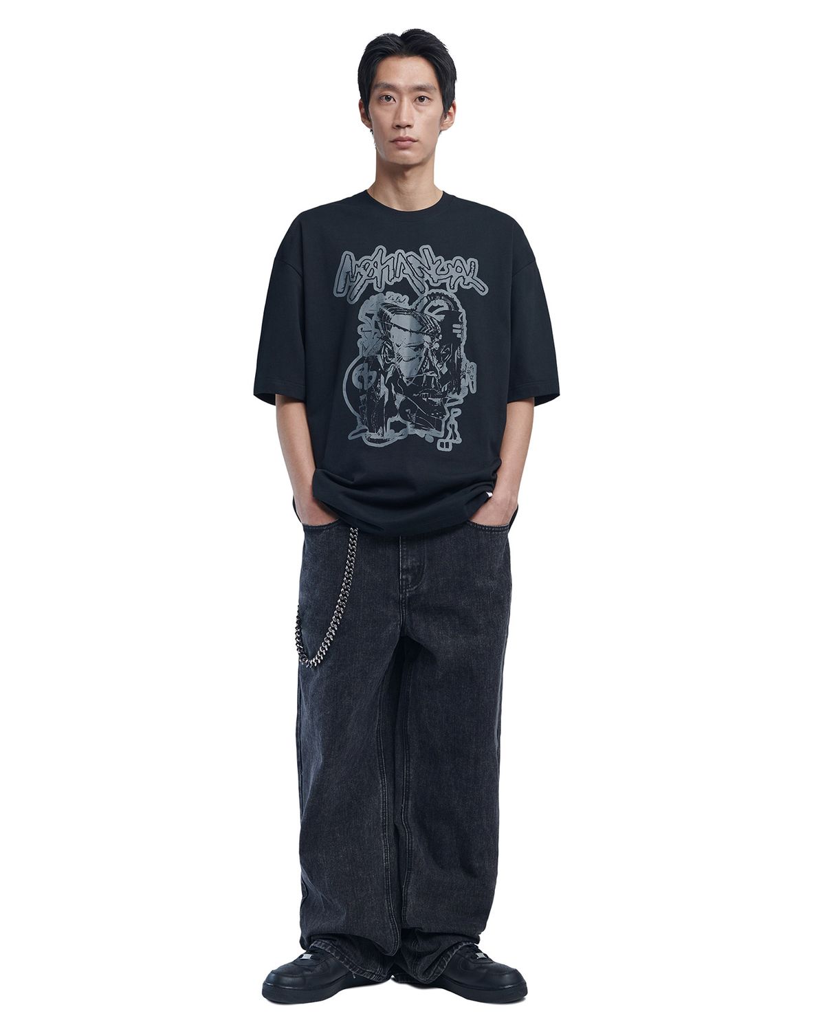 노매뉴얼(NOMANUAL) CULT T-SHIRT - BLACK