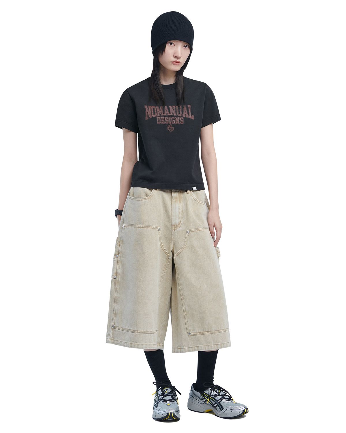 노매뉴얼(NOMANUAL) A.L T-SHIRT - WASHED BLACK