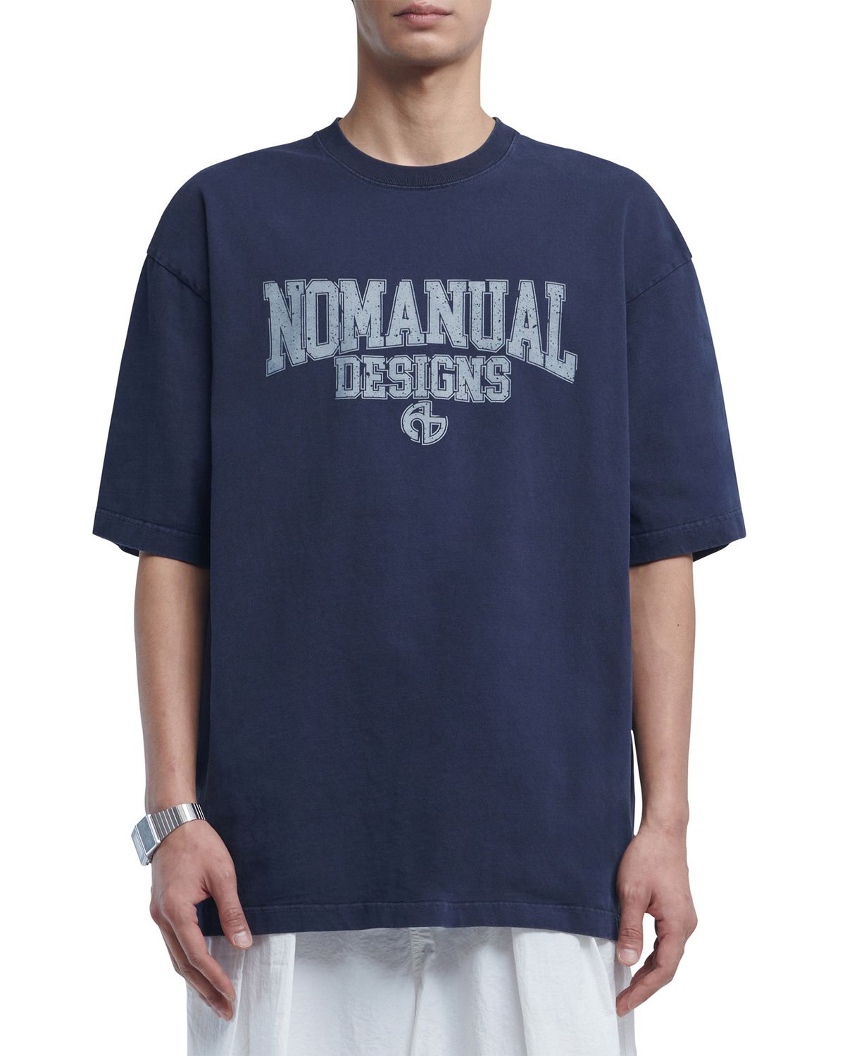 노매뉴얼(NOMANUAL) A.L T-SHIRT - DARK NAVY