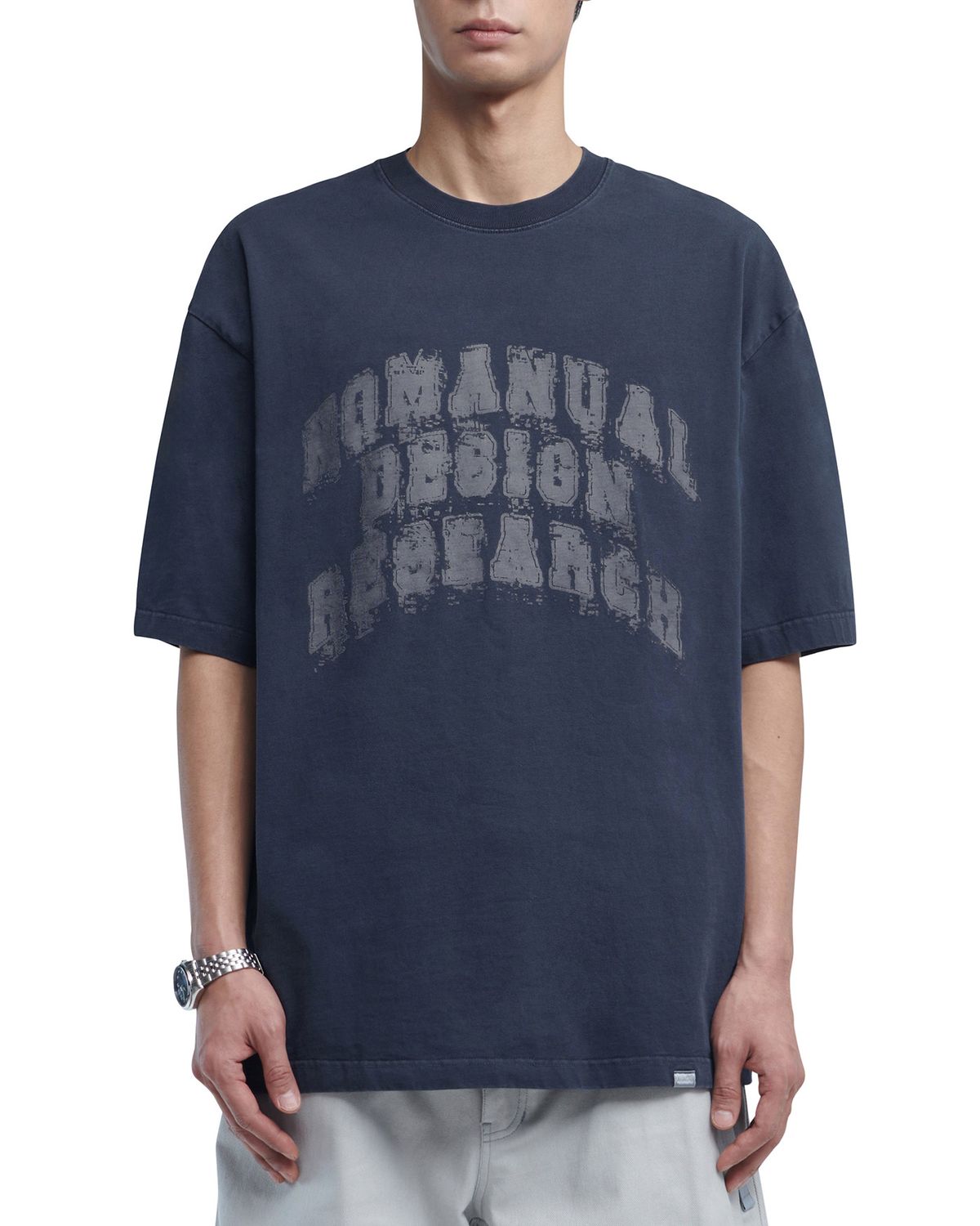노매뉴얼(NOMANUAL) OVERDYED D.A.L T-SHIRT - WASHED NAVY