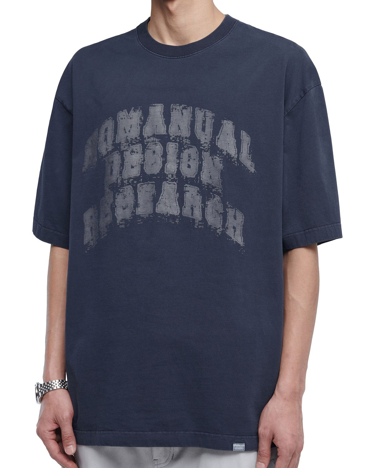 노매뉴얼(NOMANUAL) OVERDYED D.A.L T-SHIRT - WASHED NAVY