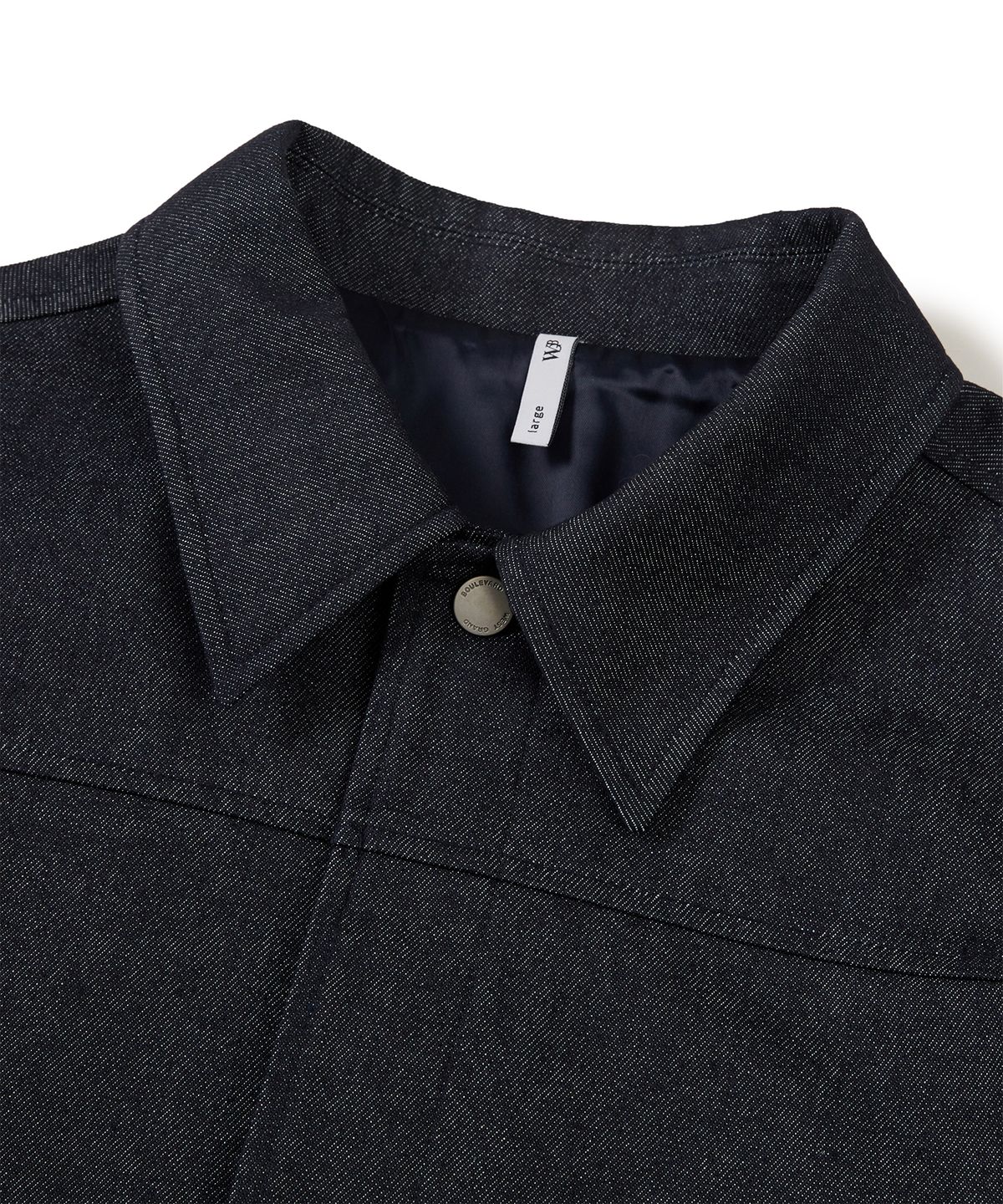 웨스트 그랜드 블러바드(WEST GRAND BOULEVARD) 히든 버튼 소프트 코튼 트러커 자켓 INDIGO DENIM