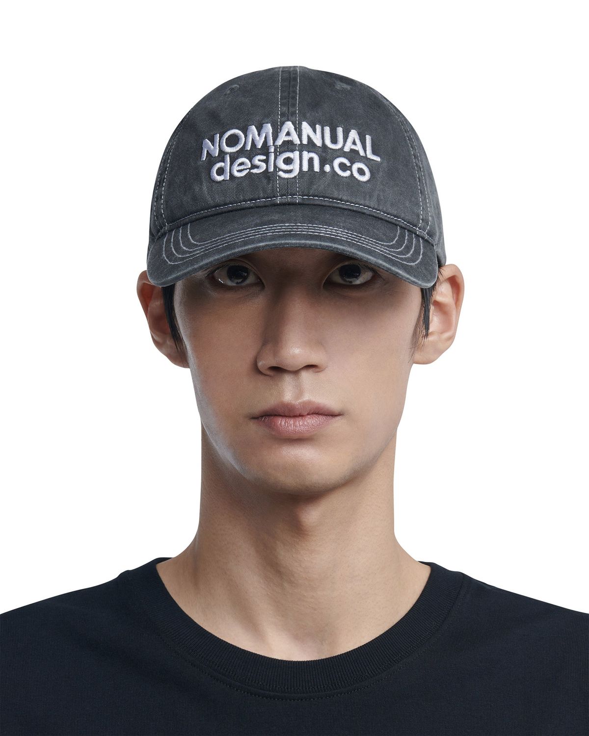 노매뉴얼(NOMANUAL) STITCHED BALL CAP - WASHED CHARCOAL