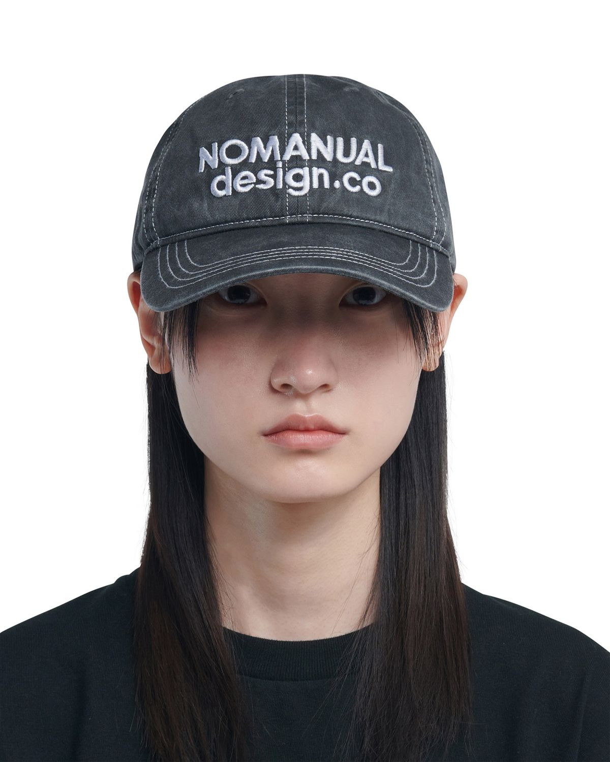 노매뉴얼(NOMANUAL) STITCHED BALL CAP - WASHED CHARCOAL