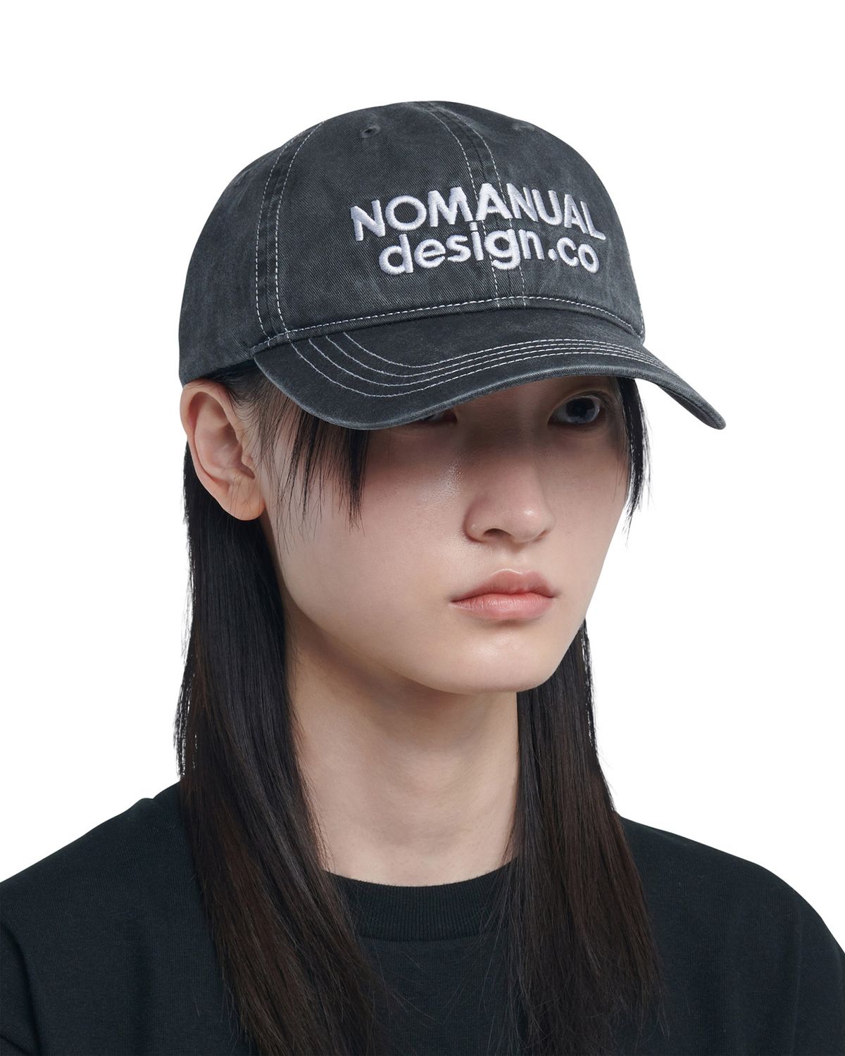 노매뉴얼(NOMANUAL) STITCHED BALL CAP - WASHED CHARCOAL