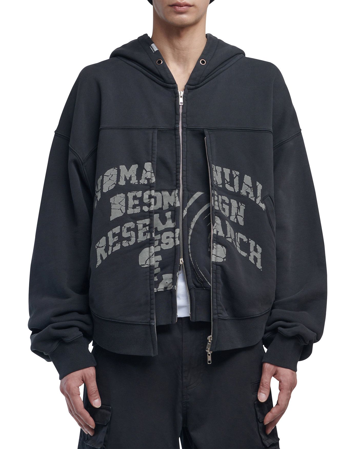 【NOMANUAL】OVERDYED D.F.L HOODED ZIP-UP MUSINSA | NOMANUAL OVERDYED DFL HOODED ZIP-UP - WASHED BLACK