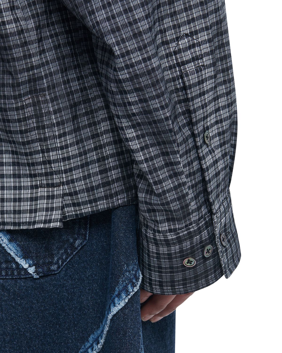 노매뉴얼(NOMANUAL) OVERDYED CHECK SHIRT - CHARCOAL