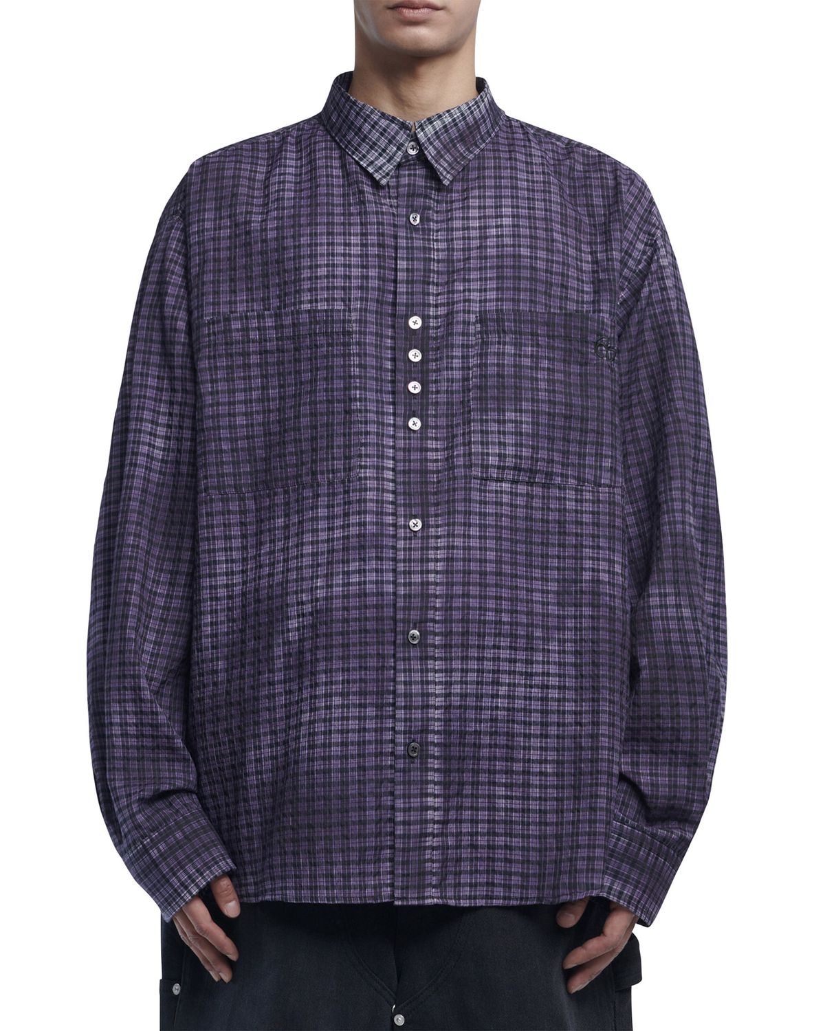 노매뉴얼(NOMANUAL) OVERDYED CHECK SHIRT - PURPLE