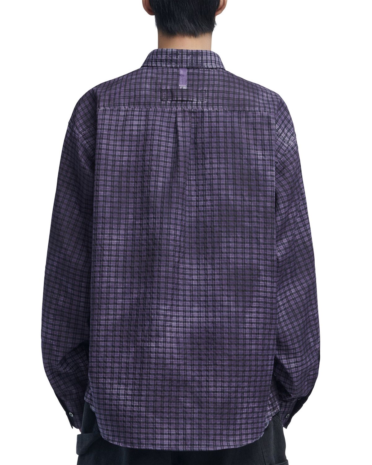 노매뉴얼(NOMANUAL) OVERDYED CHECK SHIRT - PURPLE