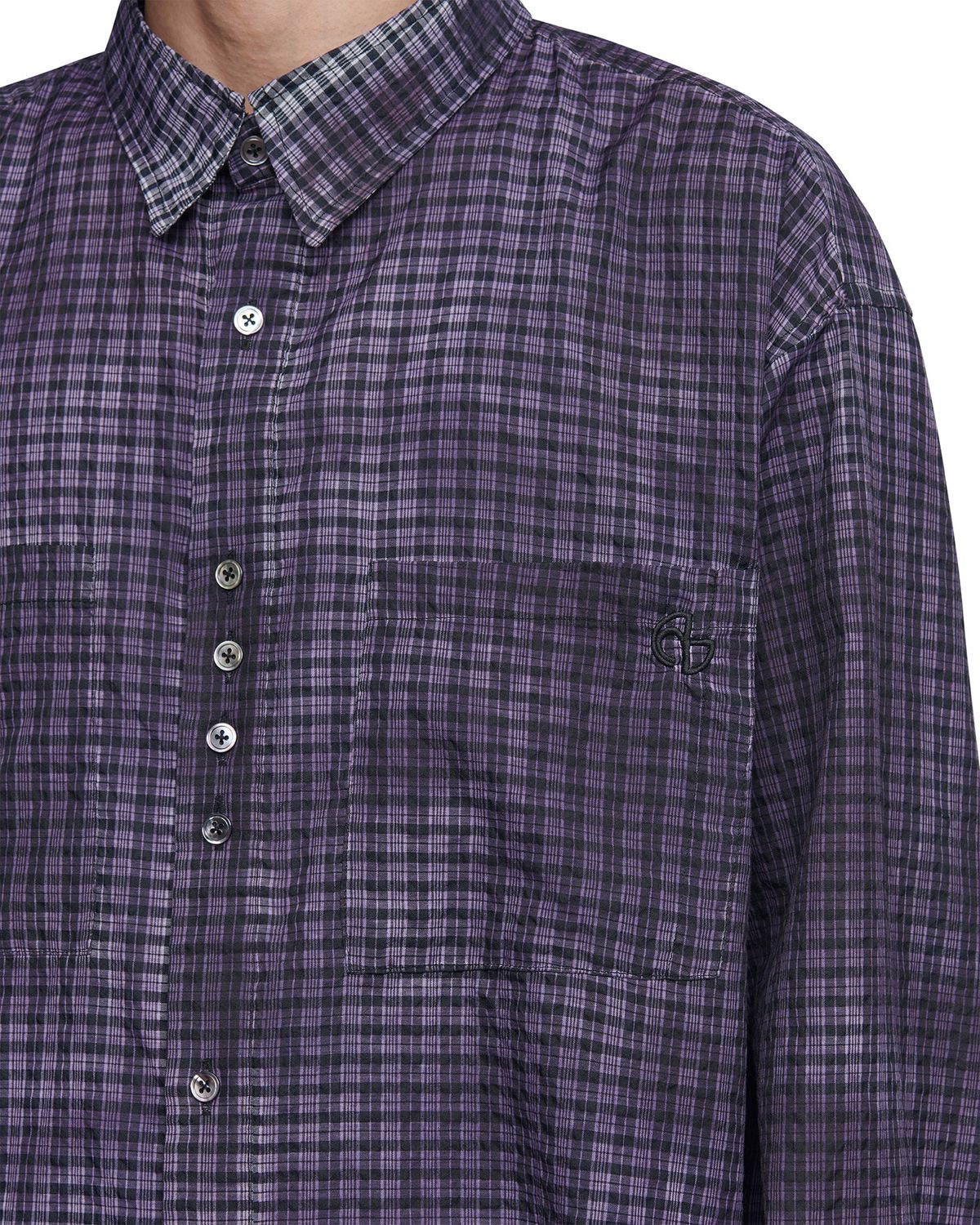노매뉴얼(NOMANUAL) OVERDYED CHECK SHIRT - PURPLE