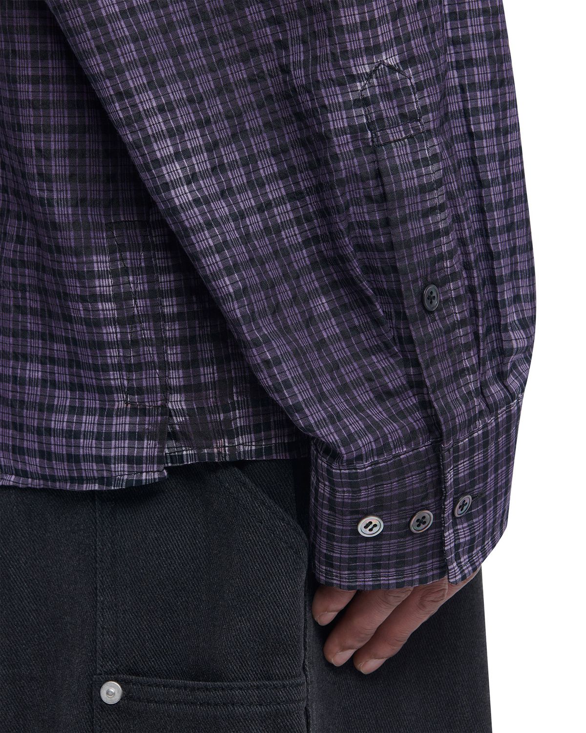 노매뉴얼(NOMANUAL) OVERDYED CHECK SHIRT - PURPLE