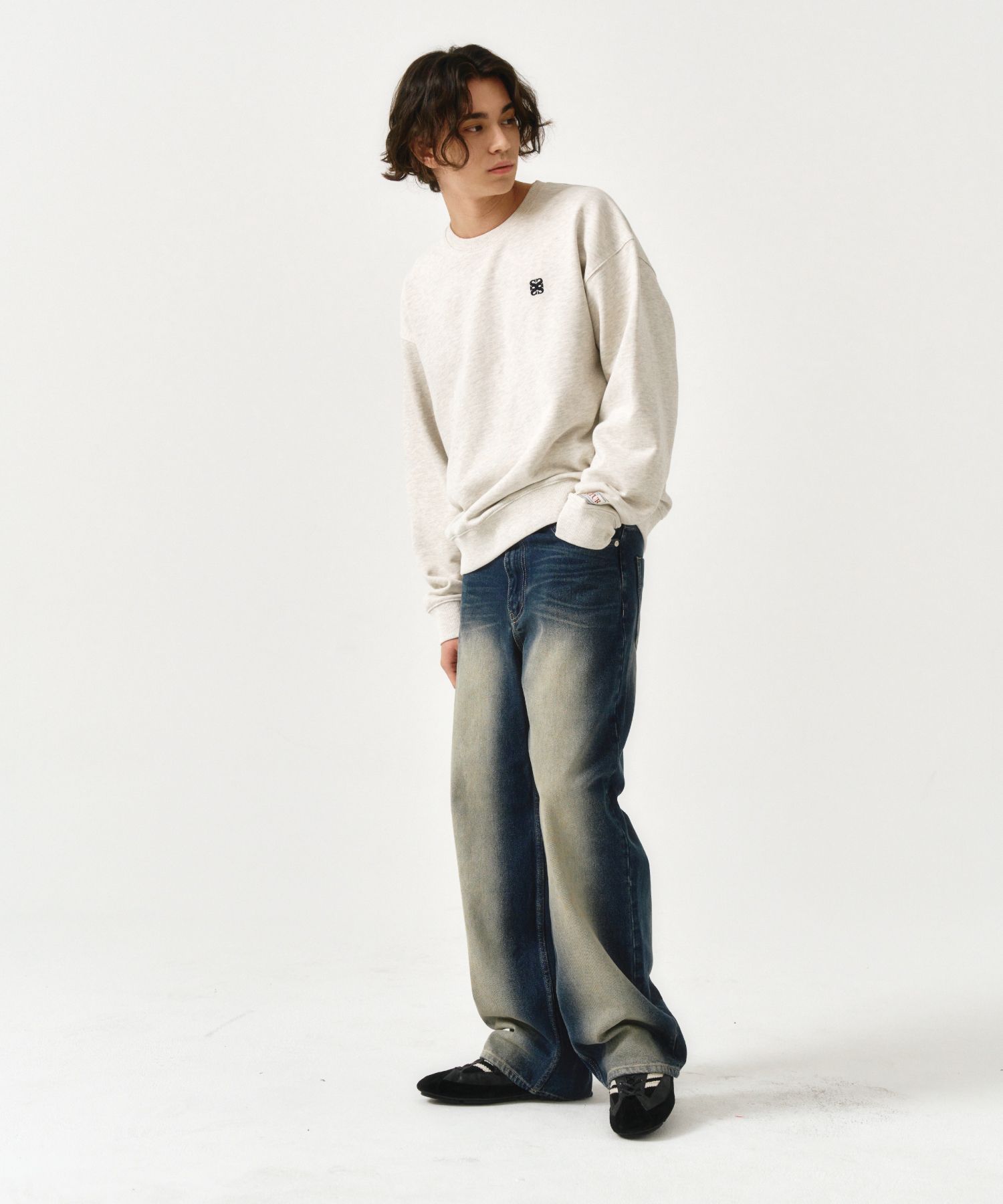 MUSINSA | SATUR Classic Logo Basic Sweatshirt Melange Ivory