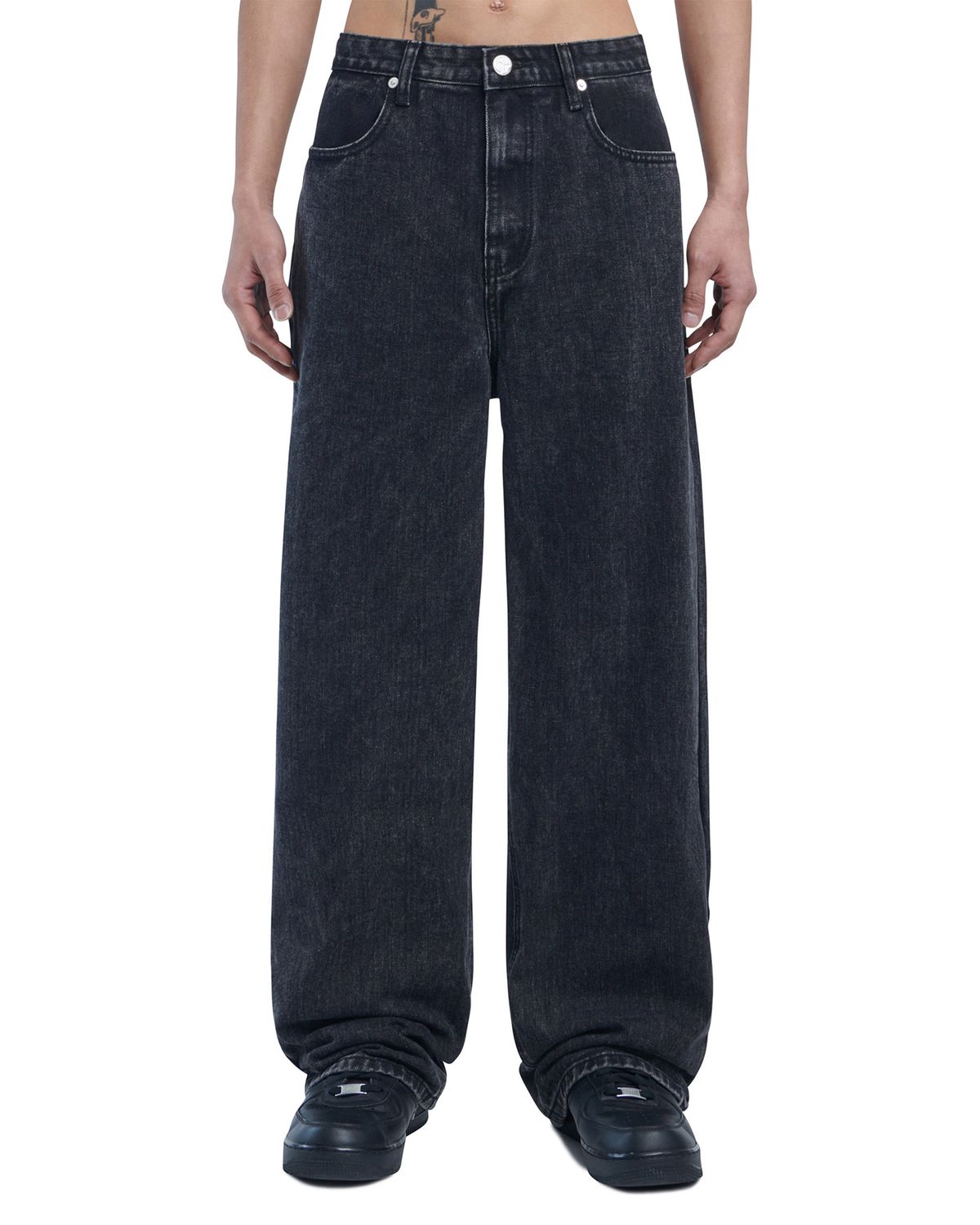 노매뉴얼(NOMANUAL) SEMIWIDE DENIM PANTS - BLACK