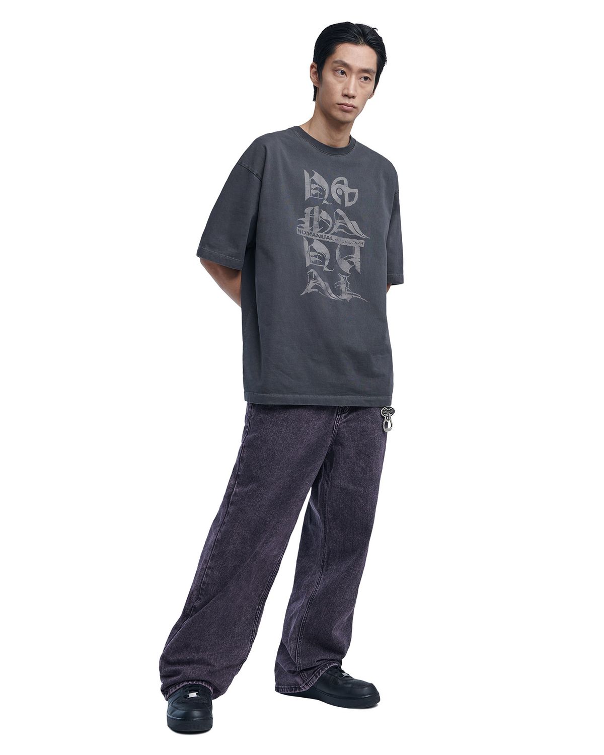 노매뉴얼(NOMANUAL) SEMIWIDE DENIM PANTS - DEEP PURPLE