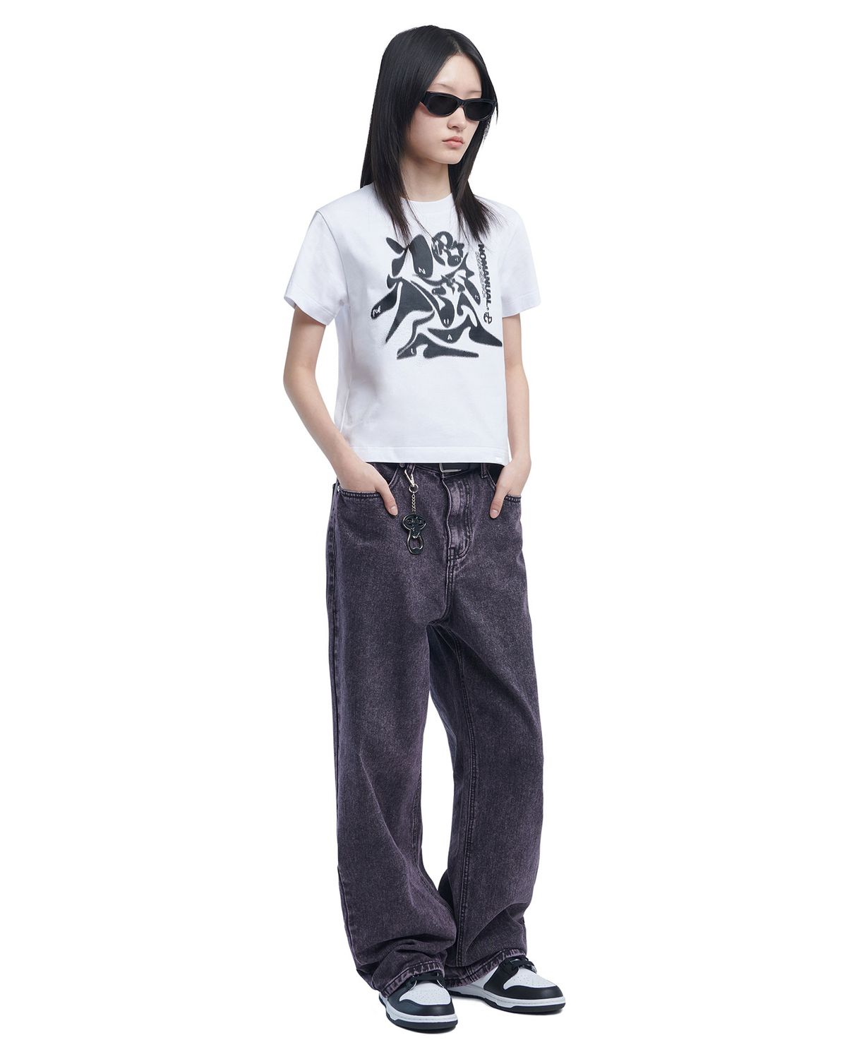 노매뉴얼(NOMANUAL) SEMIWIDE DENIM PANTS - DEEP PURPLE