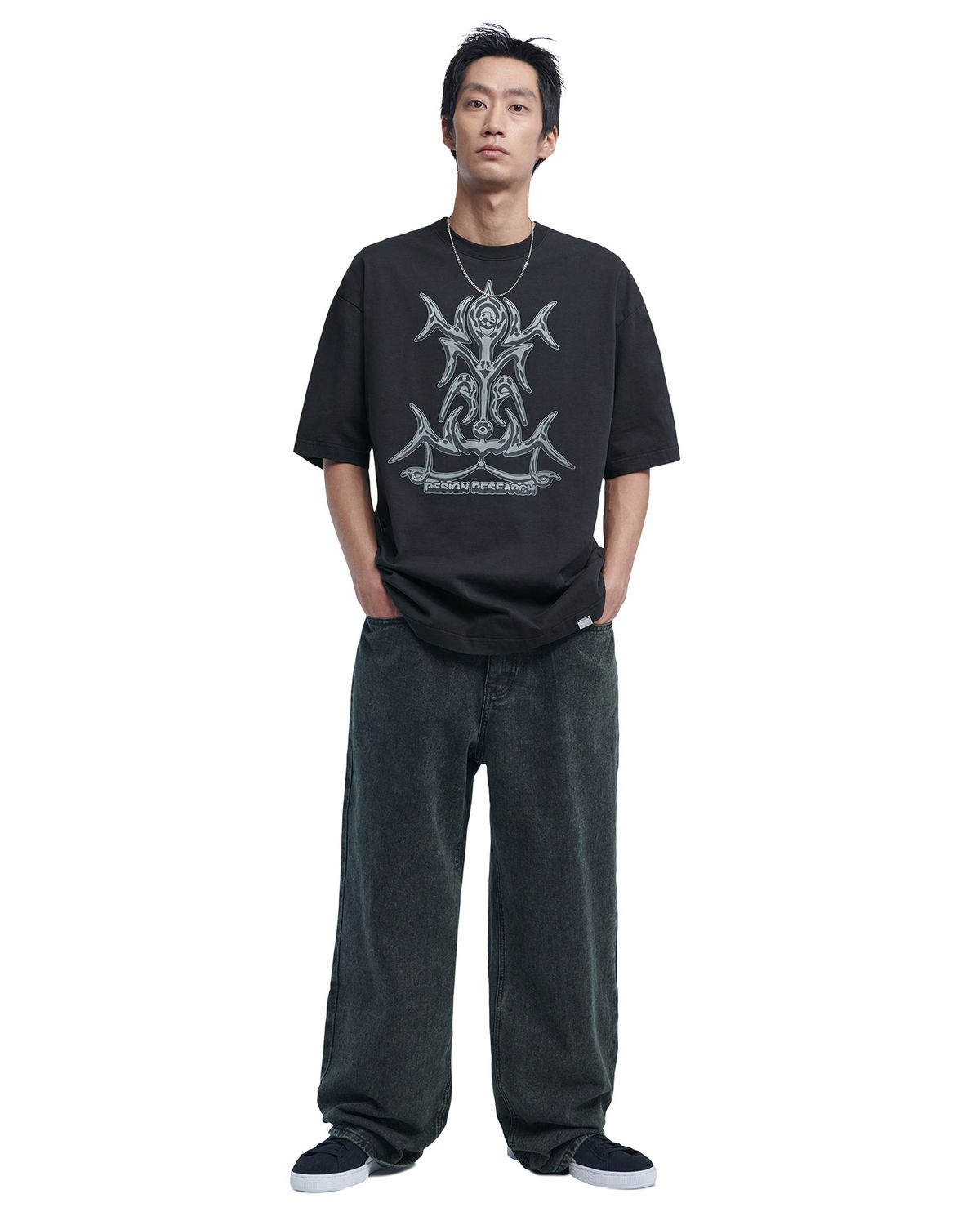 노매뉴얼(NOMANUAL) SEMIWIDE DENIM PANTS - DARK GREEN