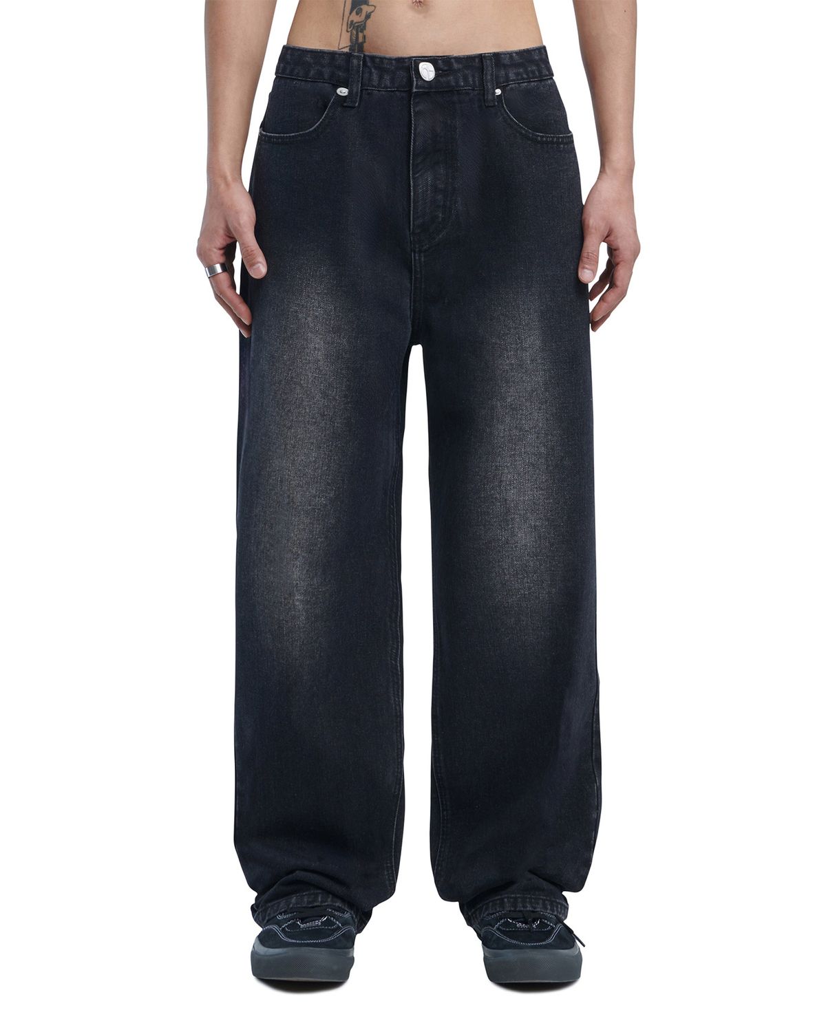 노매뉴얼(NOMANUAL) WASHED DENIM PANTS - BLACK